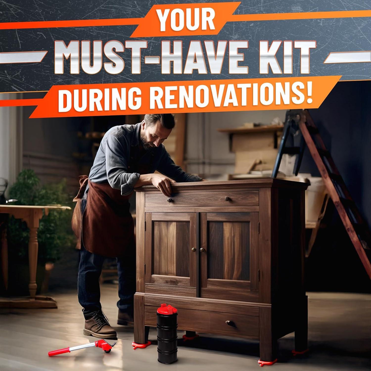 Elevador de Muebles Lagarto RED - Carga 299 kg, Ruedas 360°