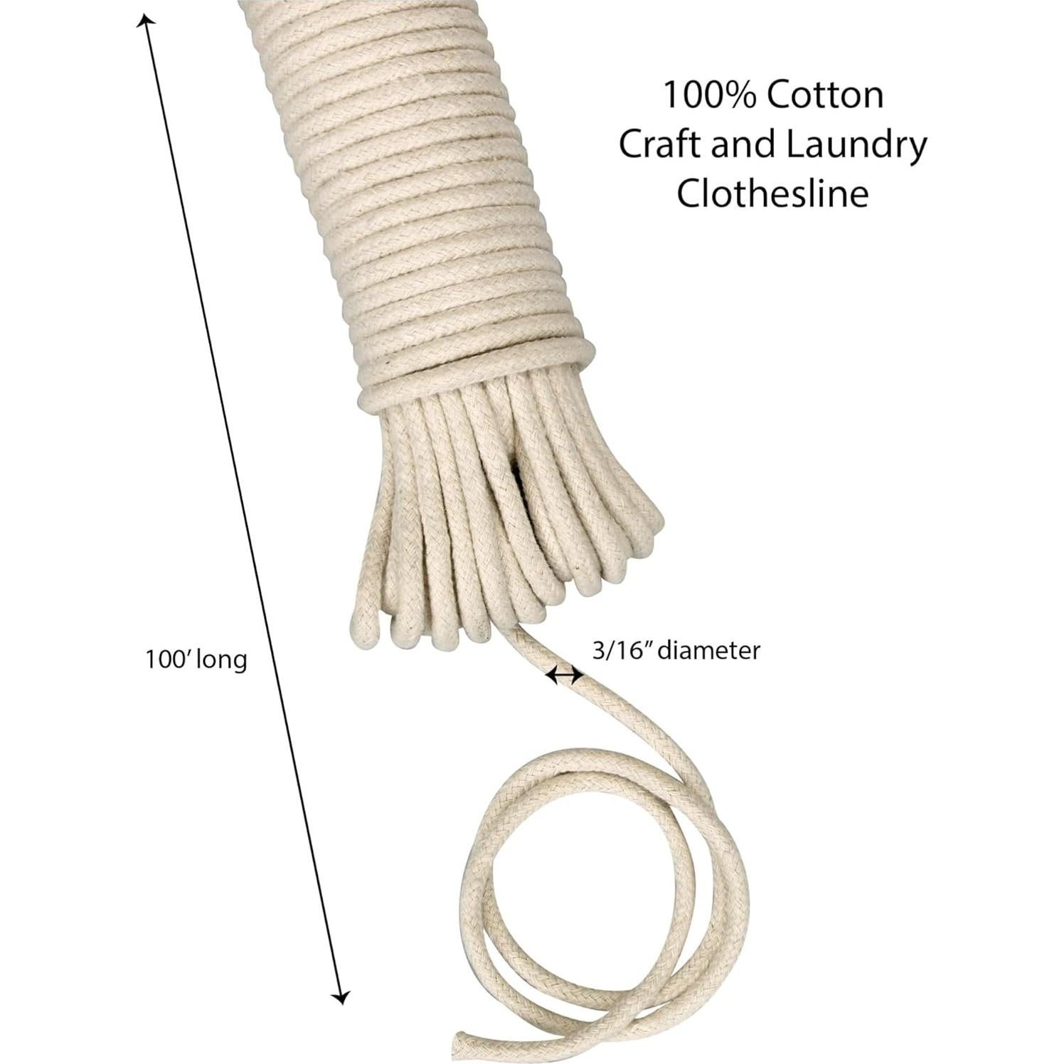 Cuerda de Ropa de Algodón Esenciales para el Hogar 30.48 m