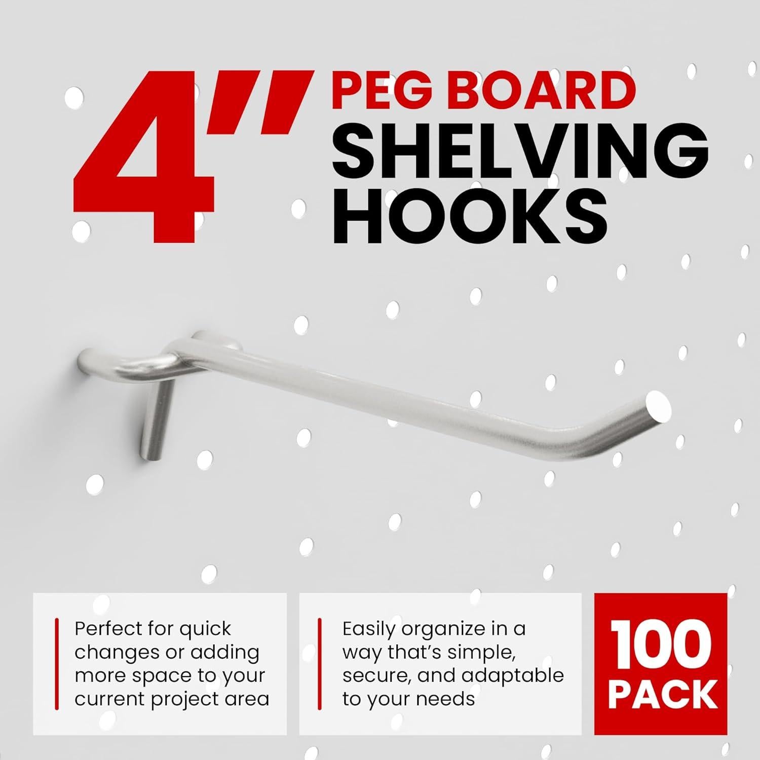 Paquete de 100 ganchos J para tablero de clavijas Servicio Mejor