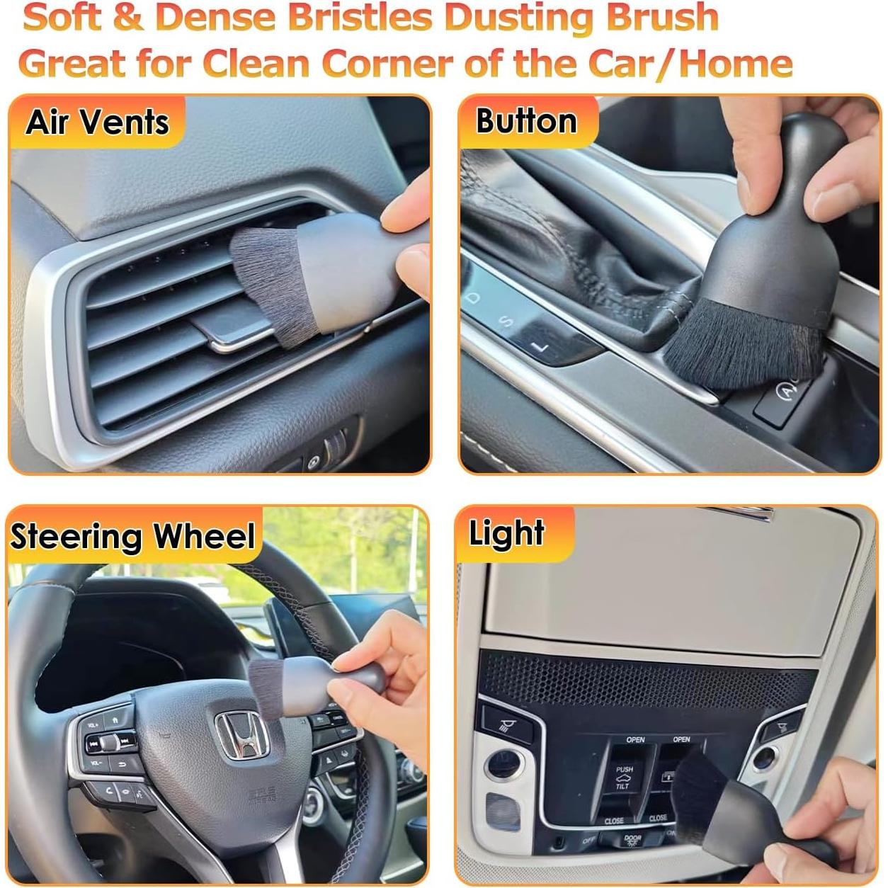 Cepillo de Detalle para Auto LCWYORH 2PCS Cerdas Suaves Negro