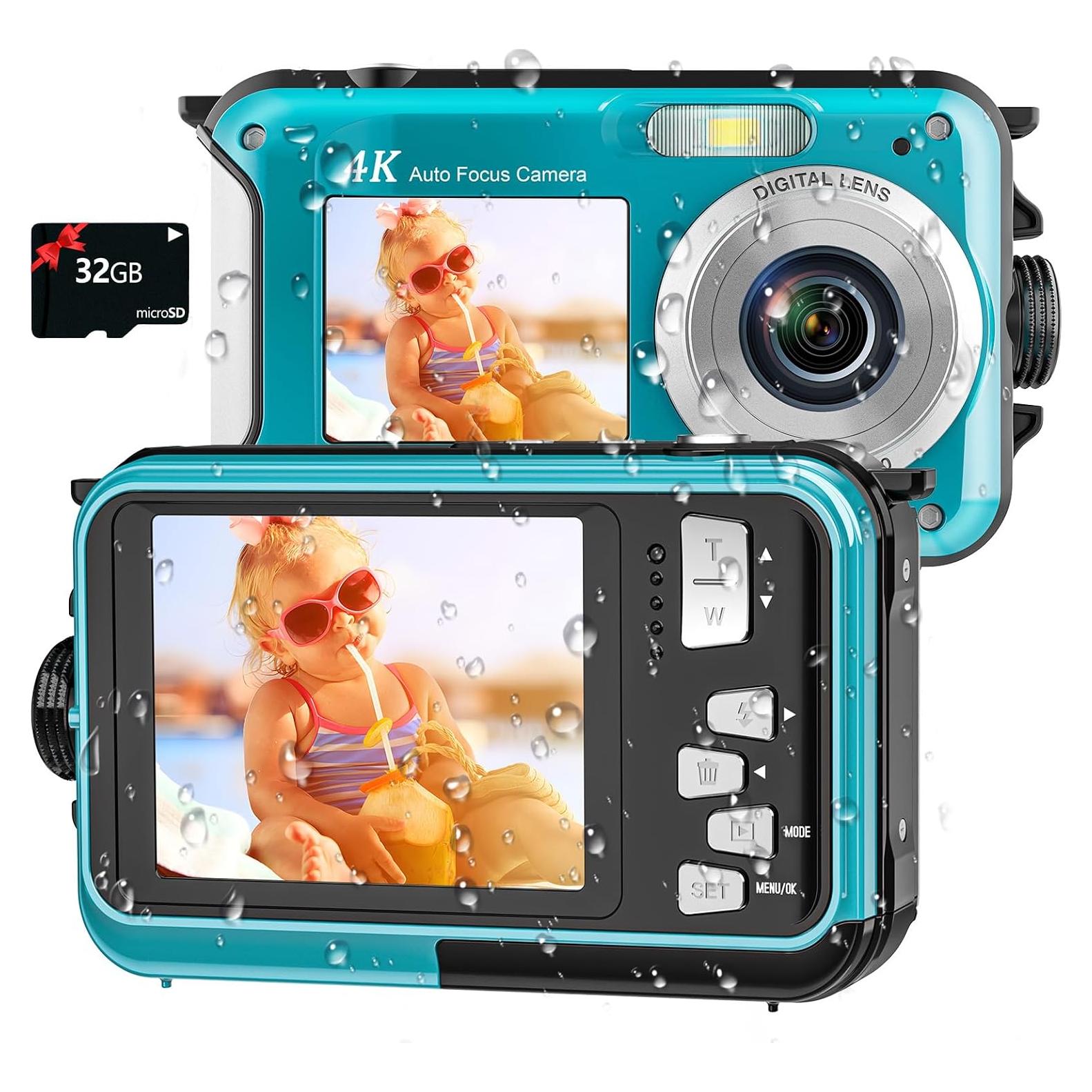 Cámara Submarina 4K YISENCE 56MP Impermeable 11FT Azul