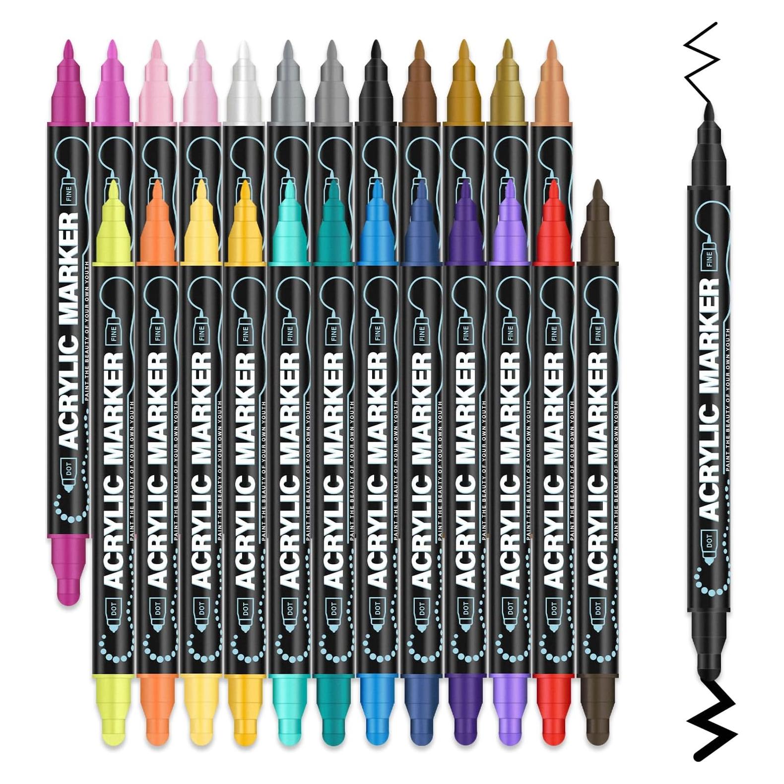 Set de 24 Marcadores de Pintura Acrílica Doble Punta Amafgle