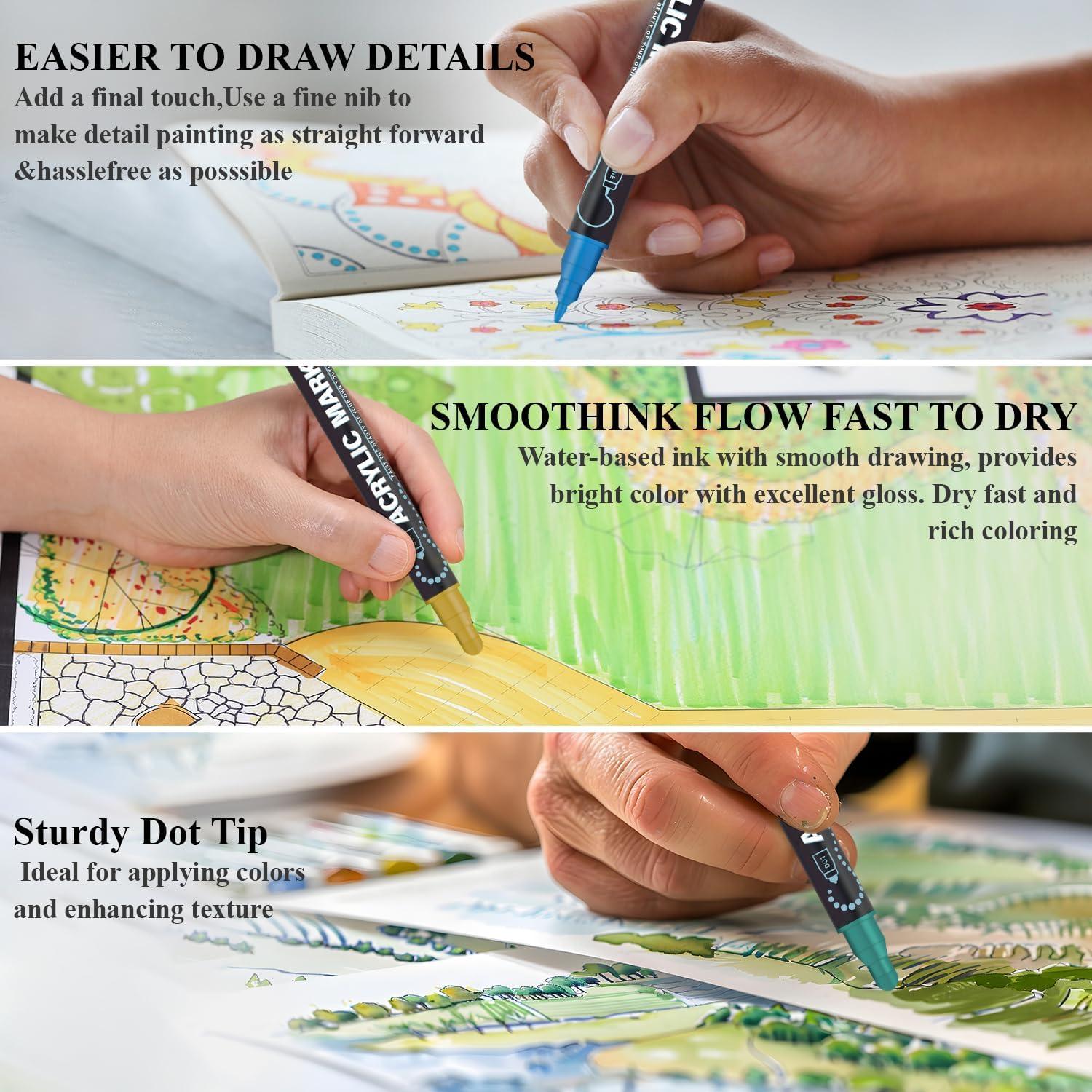 Set de 24 Marcadores de Pintura Acrílica Doble Punta Amafgle