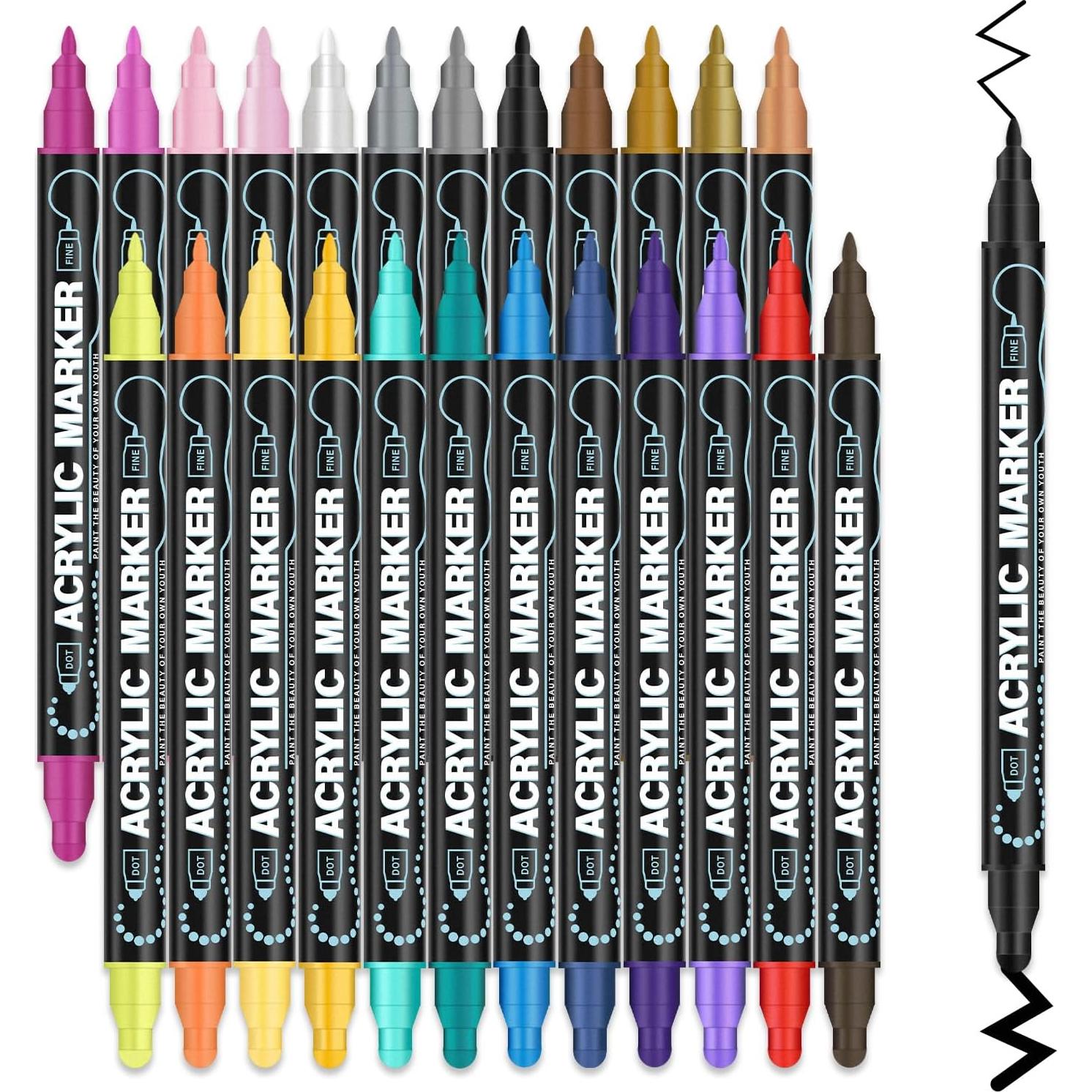 Set de 24 Marcadores de Pintura Acrílica Doble Punta Amafgle