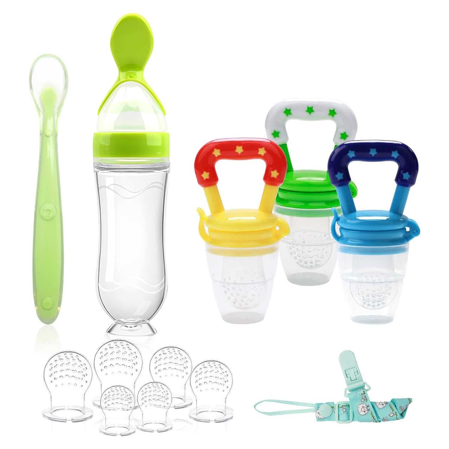 Set de Dispensadores de Comida para Bebé Welcoyo - 3 Pcs + Cuchara 90ML
