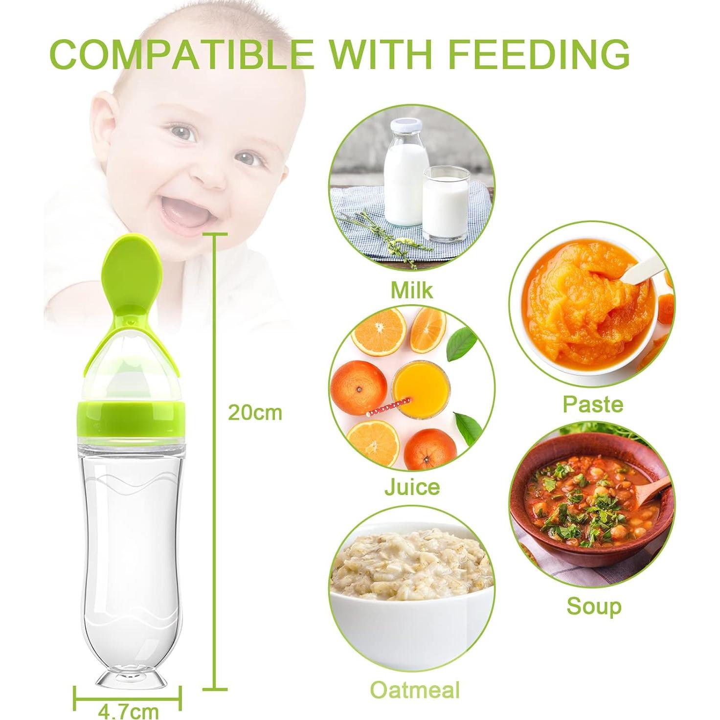 Set de Dispensadores de Comida para Bebé Welcoyo - 3 Pcs + Cuchara 90ML