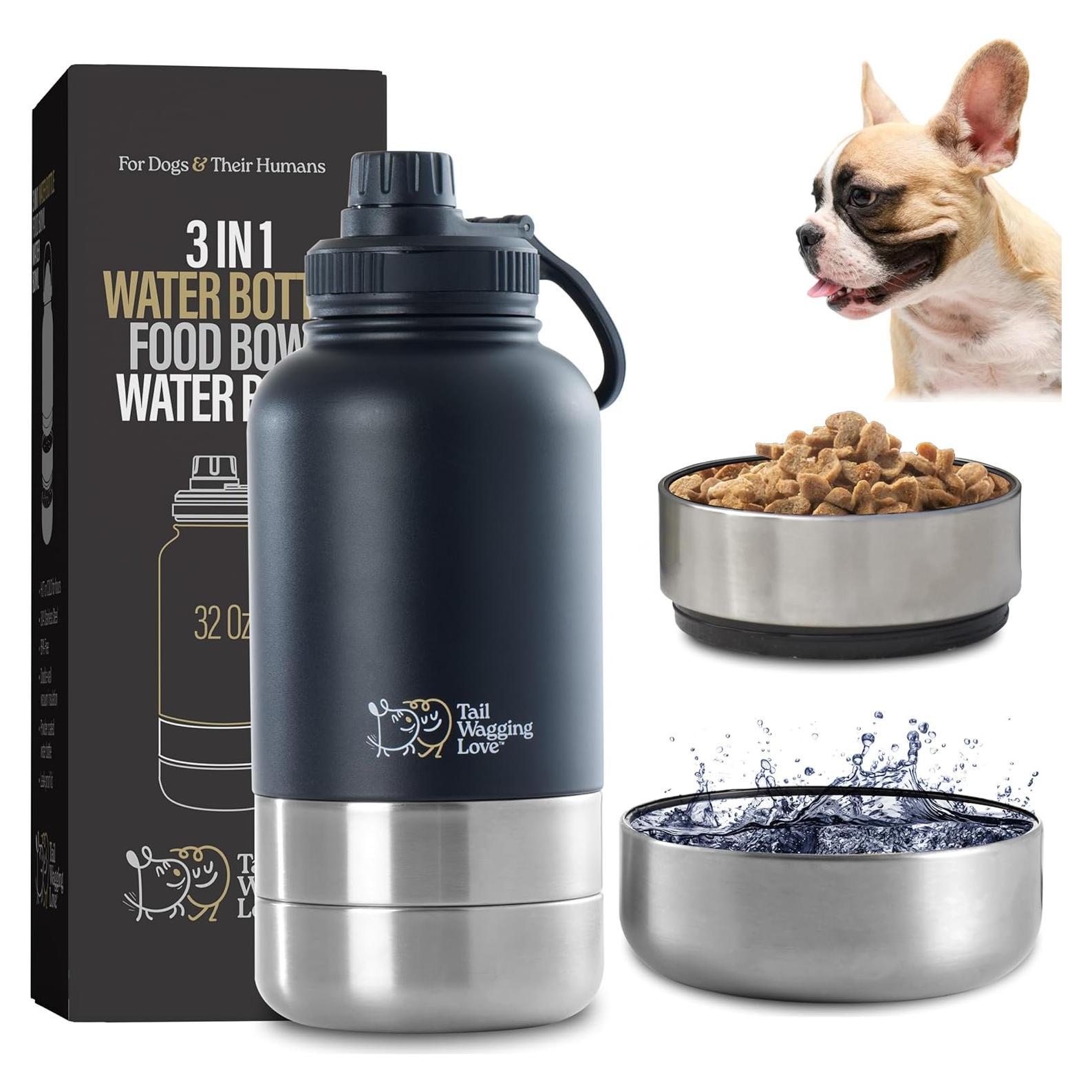 Botella de Agua 3-en-1 Tail Wagging Love 32oz Acero Inoxidable
