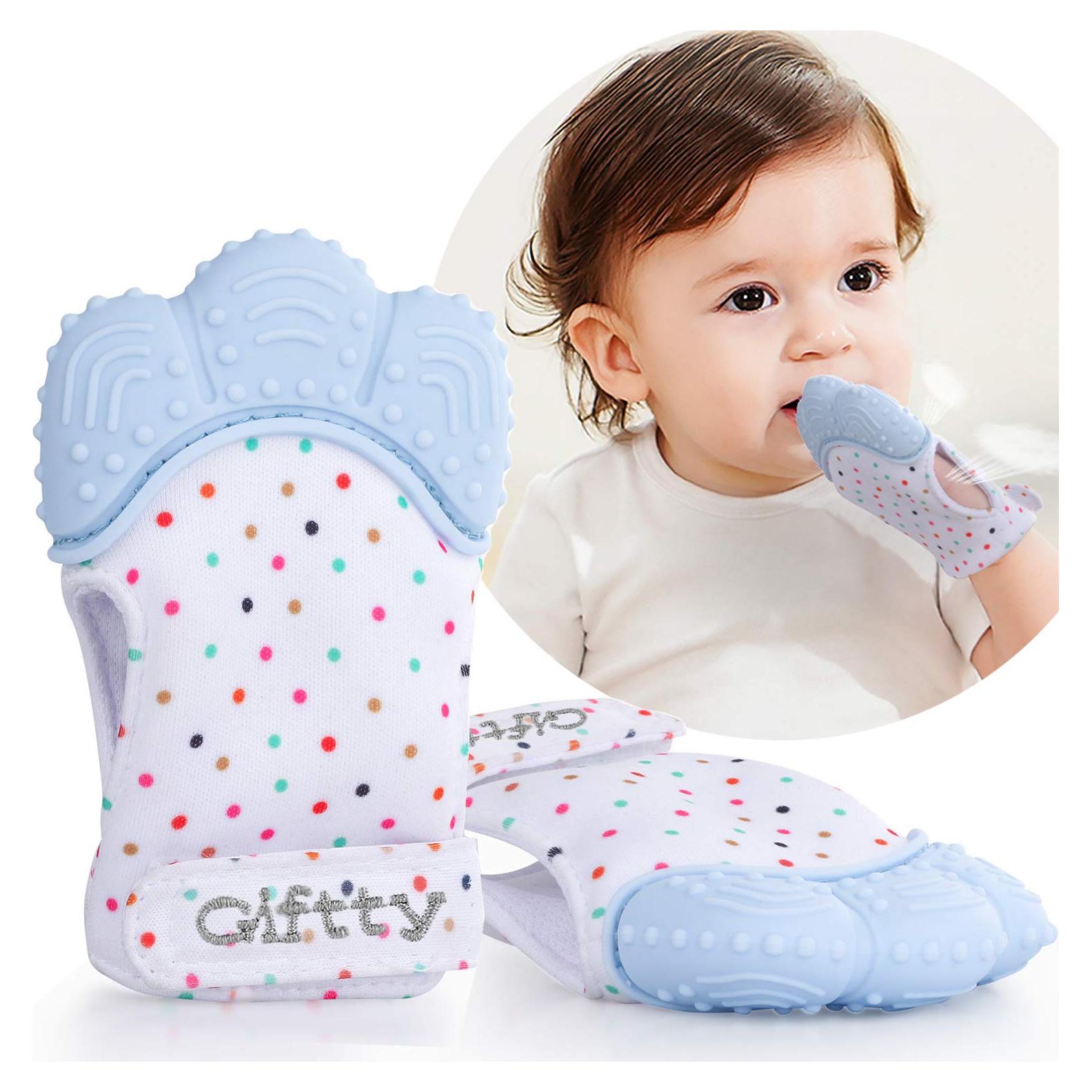 Mitón de Dentición Giftty Azul - Teether Suave para Bebé 0-6 Meses