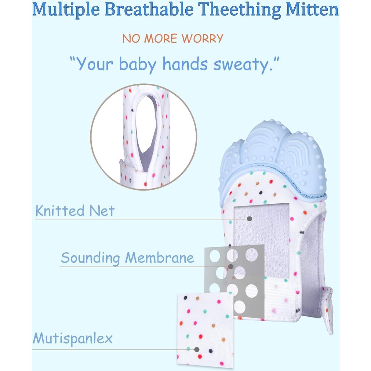 Mitón de Dentición Giftty Azul - Teether Suave para Bebé 0-6 Meses