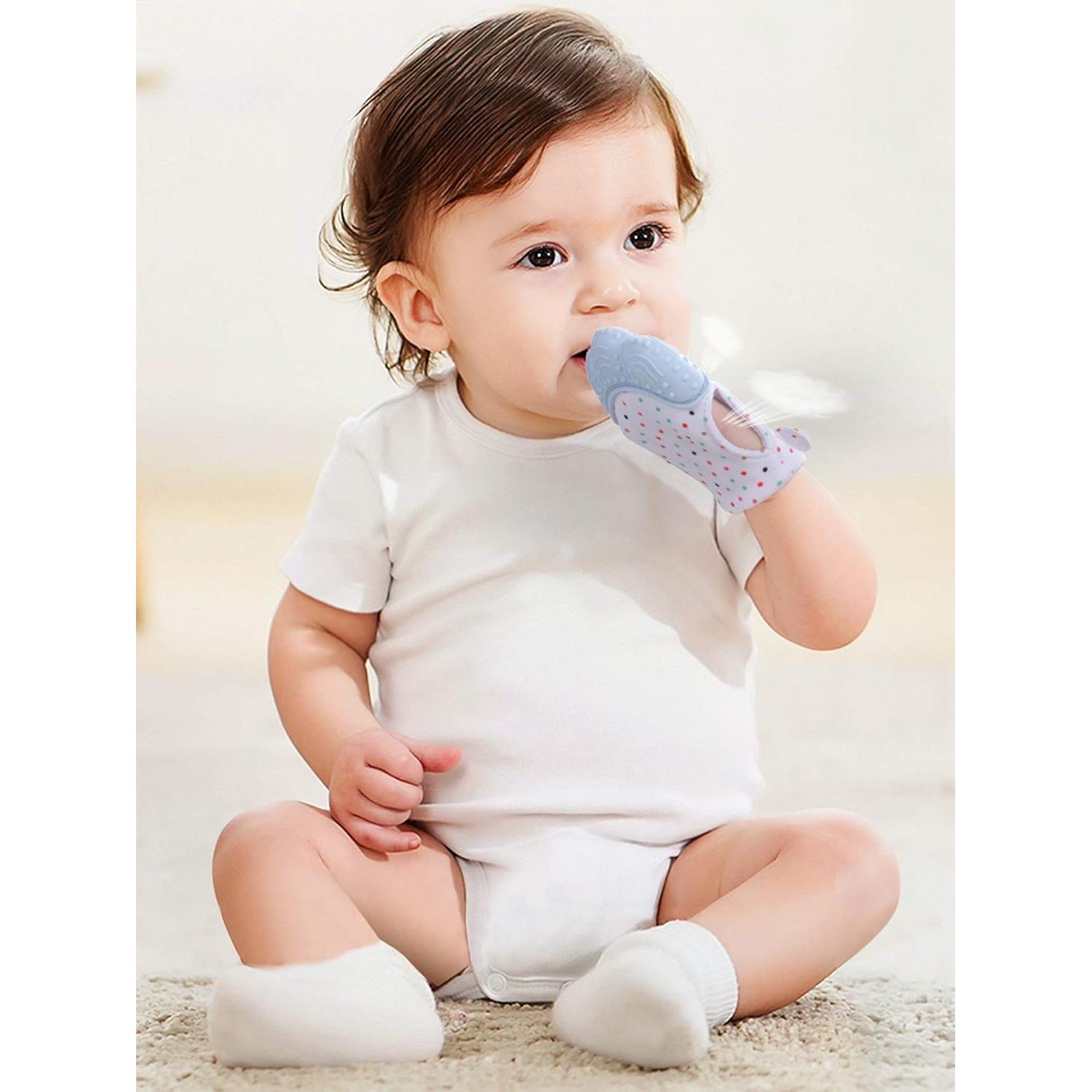 Mitón de Dentición Giftty Azul - Teether Suave para Bebé 0-6 Meses