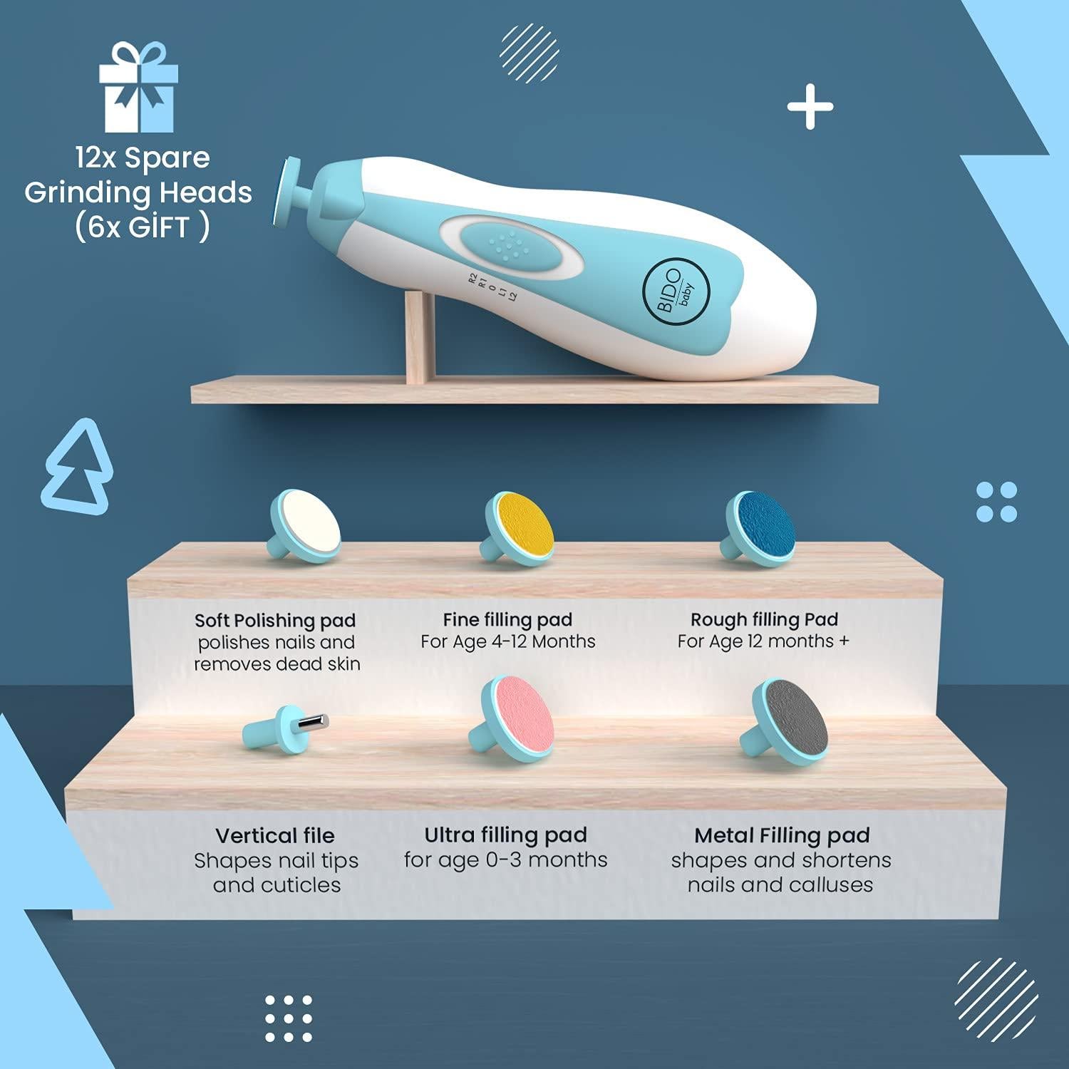 Cortador de Uñas Eléctrico BIDO para Bebés y Niños, Azul