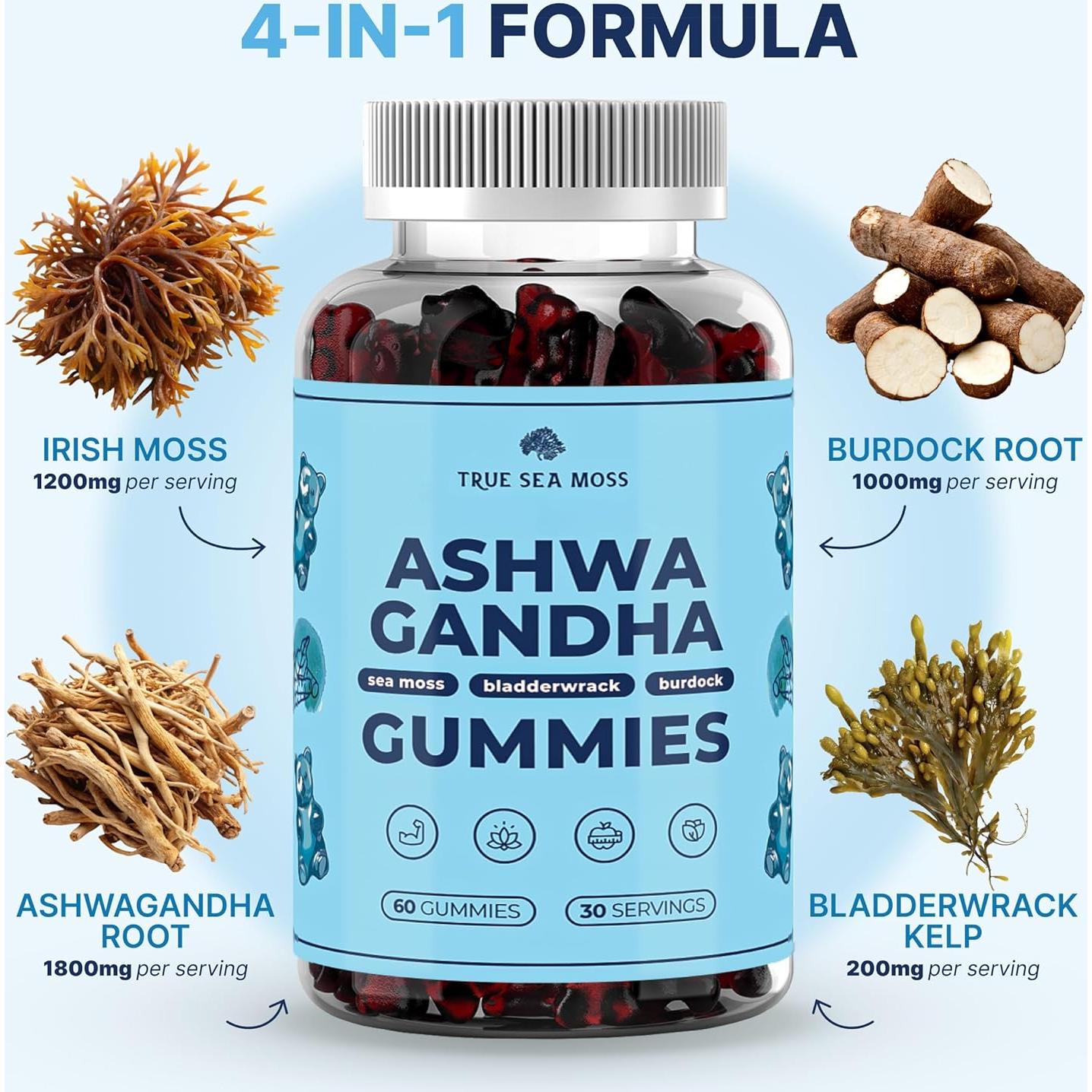 Gomitas de Musgo Marino Veganas TRUE SEA MOSS 1200mg 60 Unidades