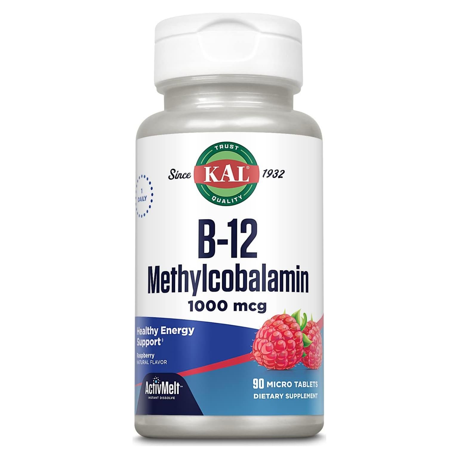 KAL Vitamina B12 Metilcobalamina 1000mcg 90 Micro Tabletas