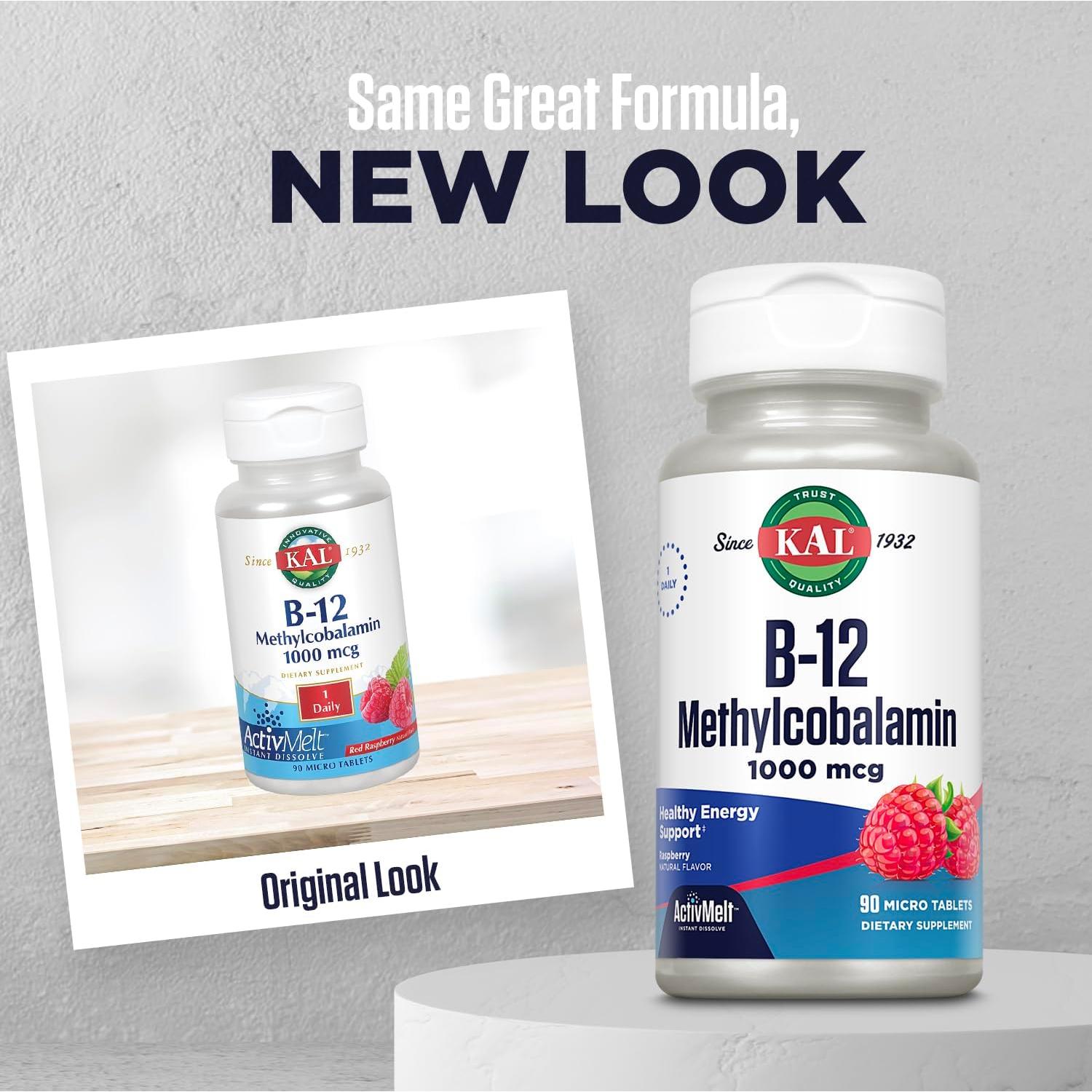 KAL Vitamina B12 Metilcobalamina 1000mcg 90 Micro Tabletas