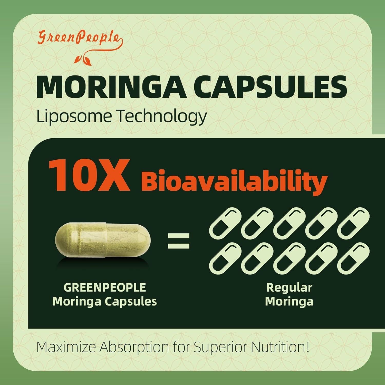 Cápsulas de Moringa Greenpeople 1500mg 60pcs x2 - Superalimento