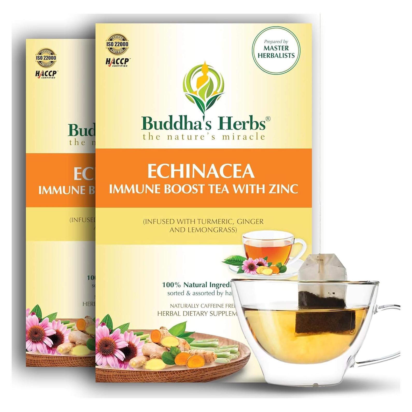 Suplemento de Té Echinacea Orgánico Buddha's Herbs 44 Bolsitas