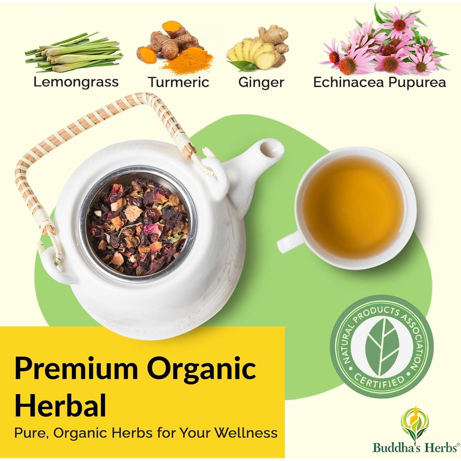 Suplemento de Té Echinacea Orgánico Buddha's Herbs 44 Bolsitas