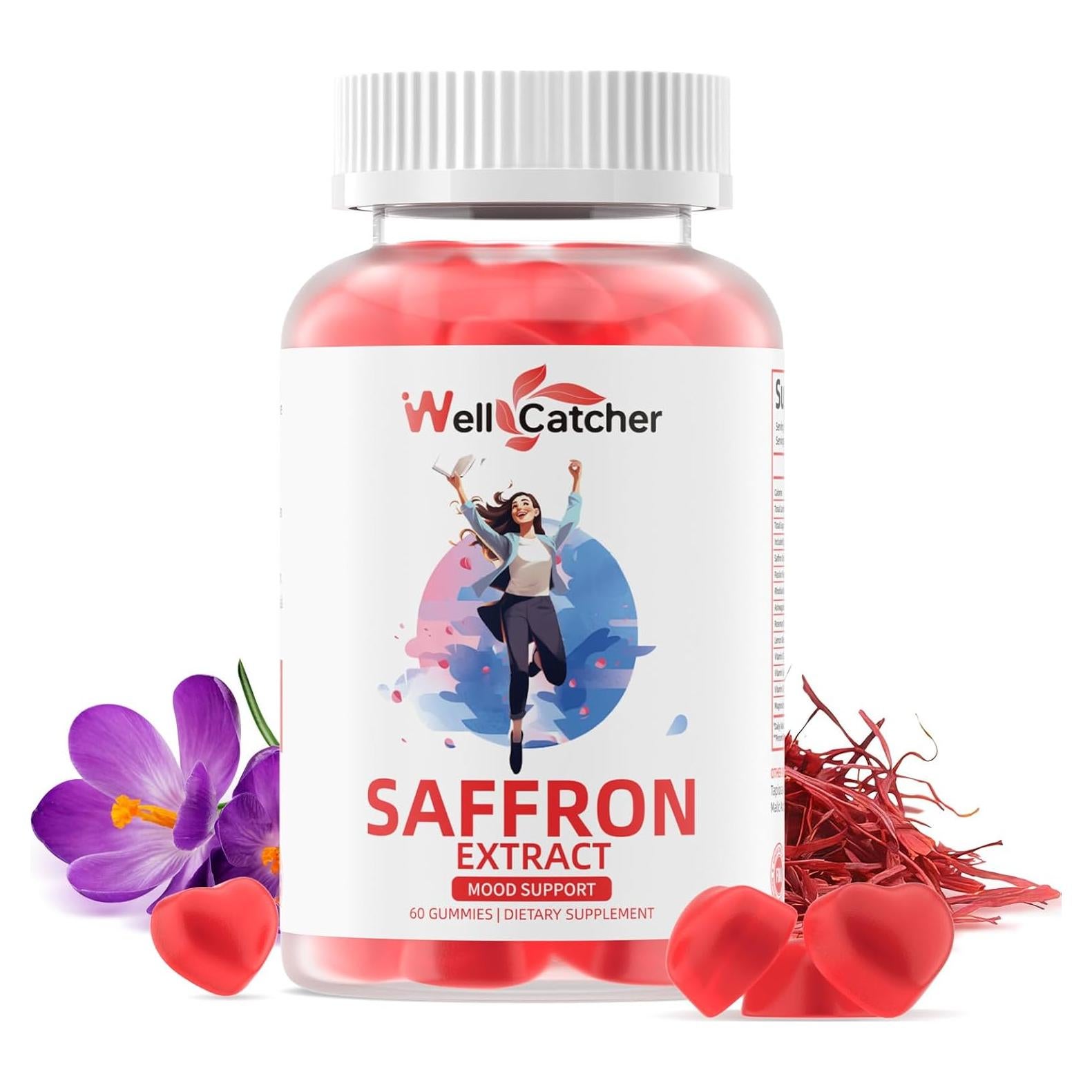 Gomitas de Azafrán Orgánico Wellcatcher 60 Unidades Sabor Fresa