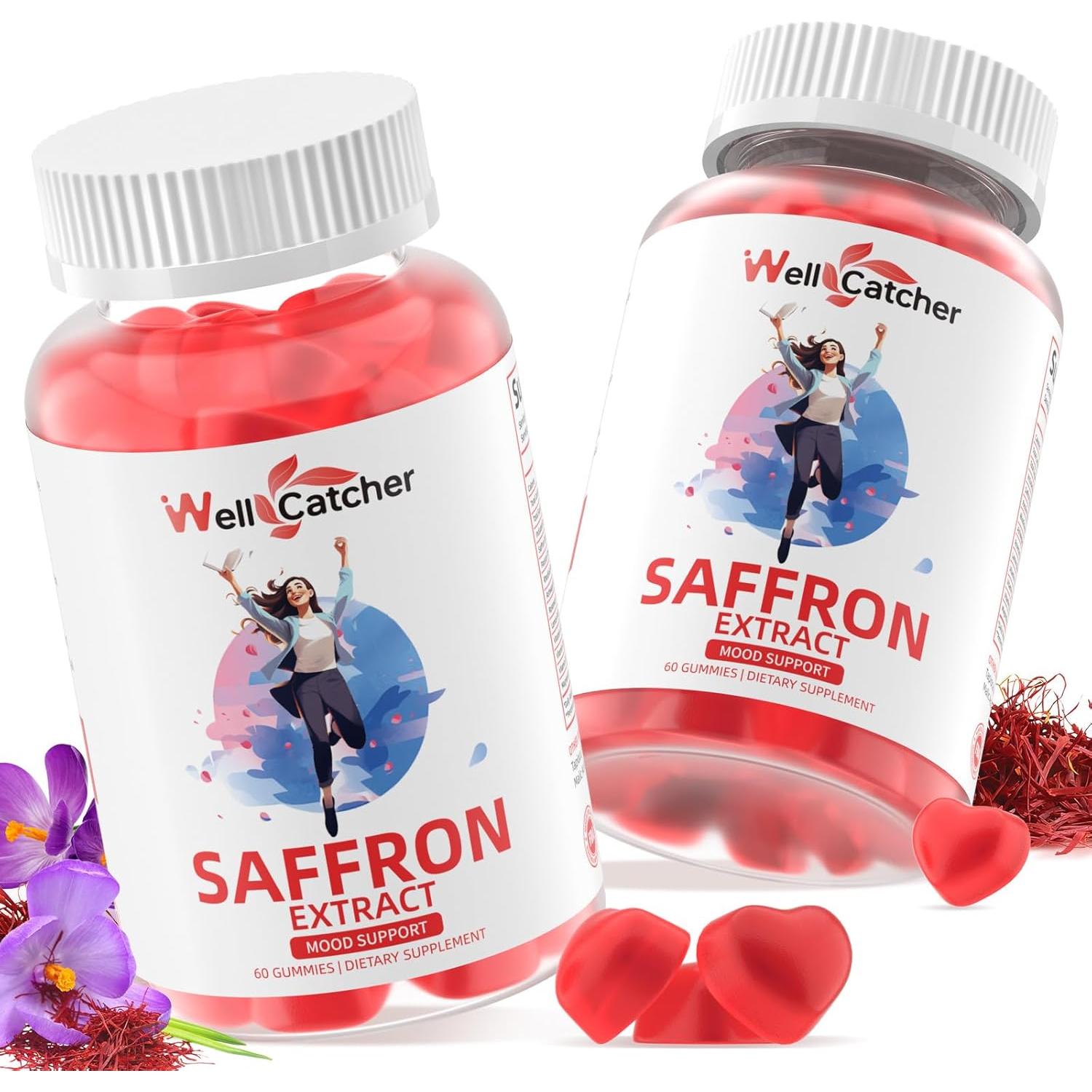 Gomitas de Azafrán Orgánico Wellcatcher 60 Unidades Sabor Fresa