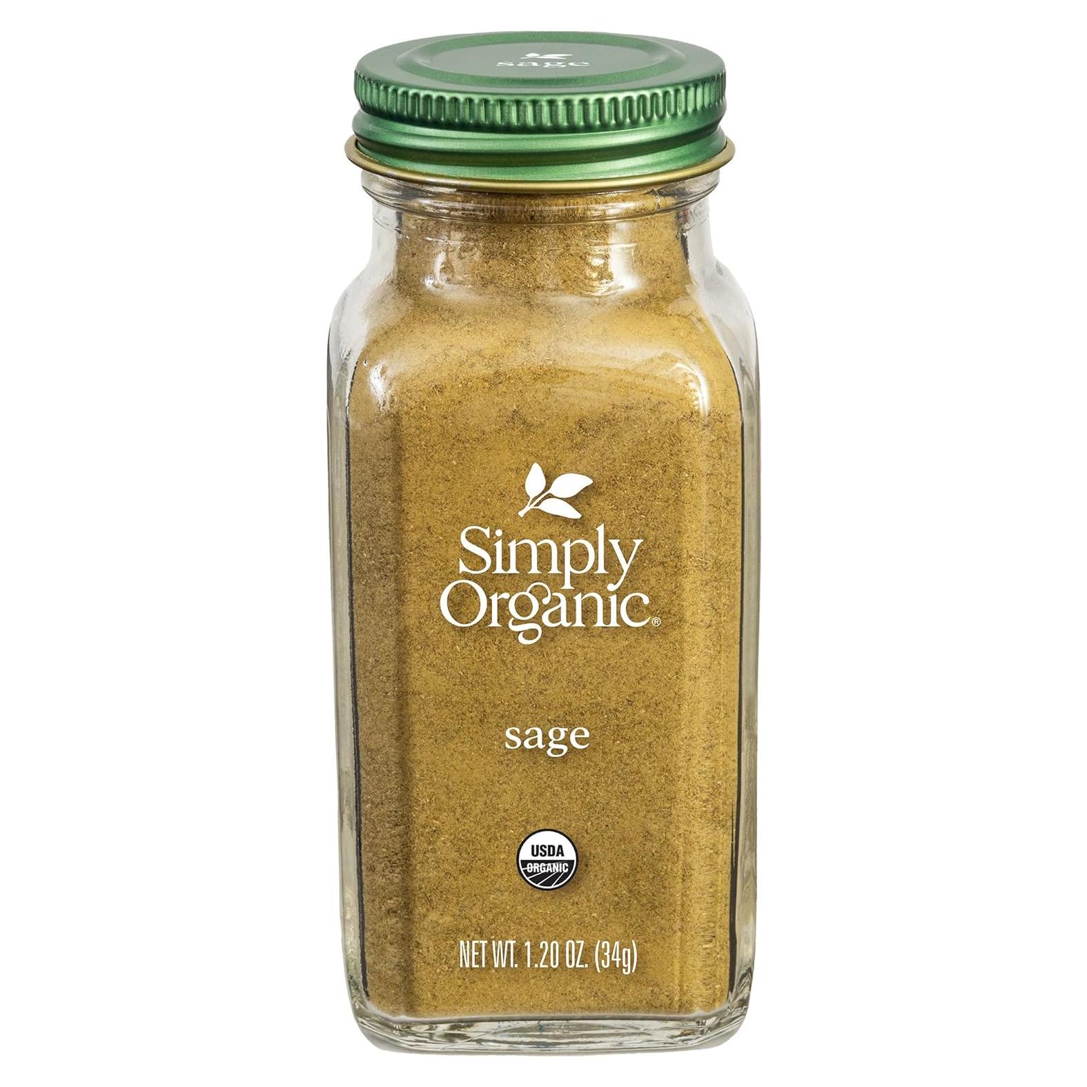 Hoja de Salvia Molida Simplemente Orgánico 40g - Sabor Dulce y Terroso
