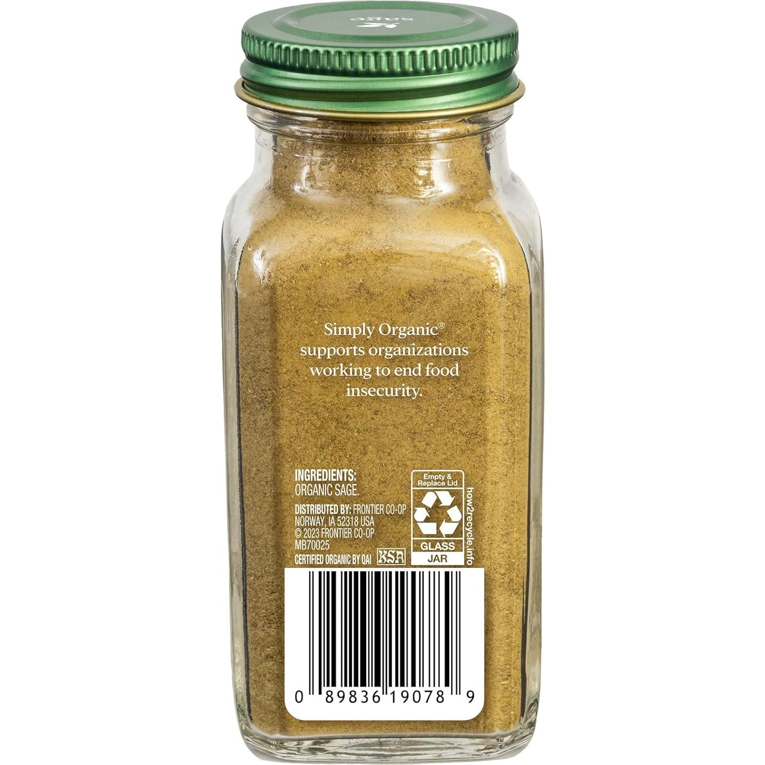 Hoja de Salvia Molida Simplemente Orgánico 40g - Sabor Dulce y Terroso