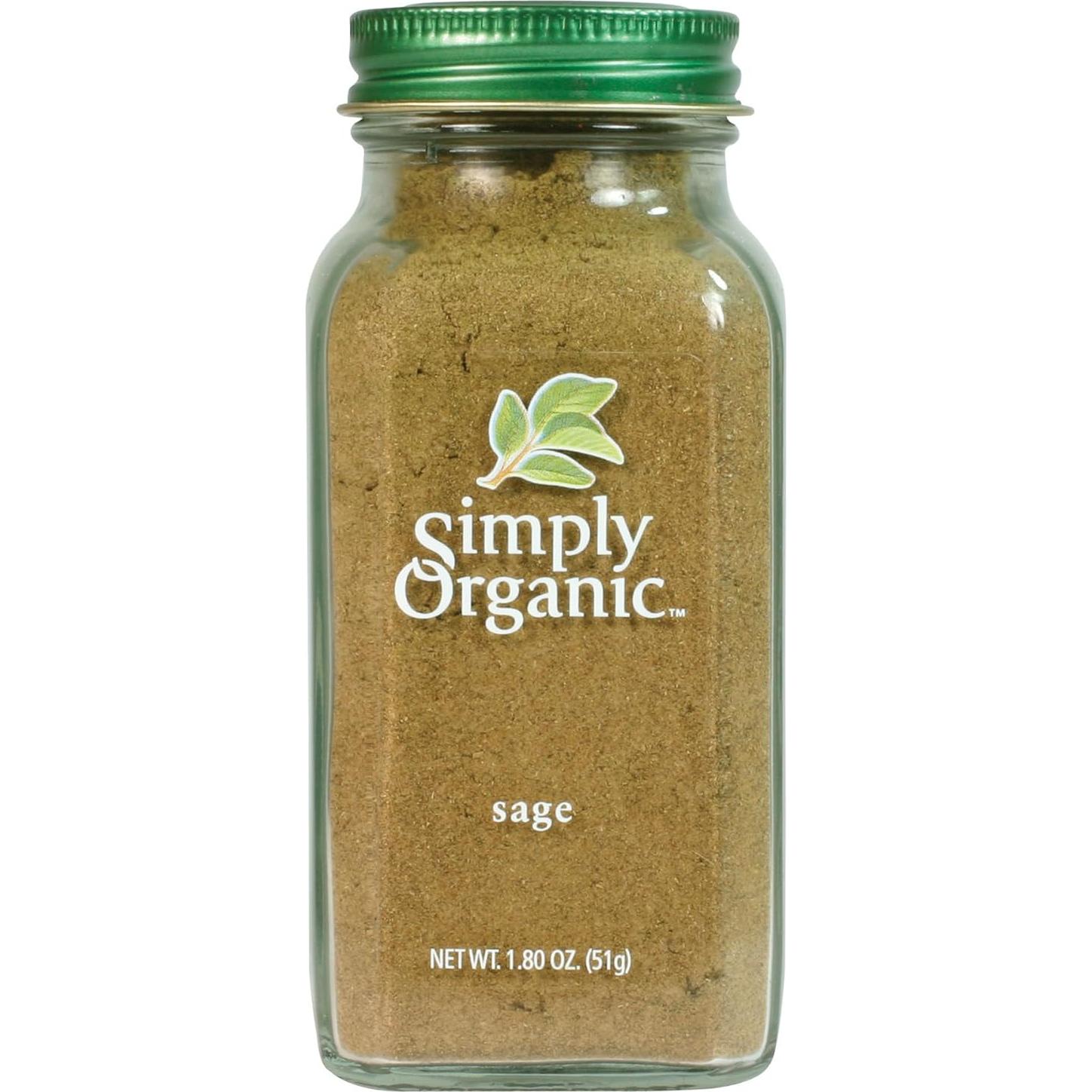 Hoja de Salvia Molida Simplemente Orgánico 40g - Sabor Dulce y Terroso