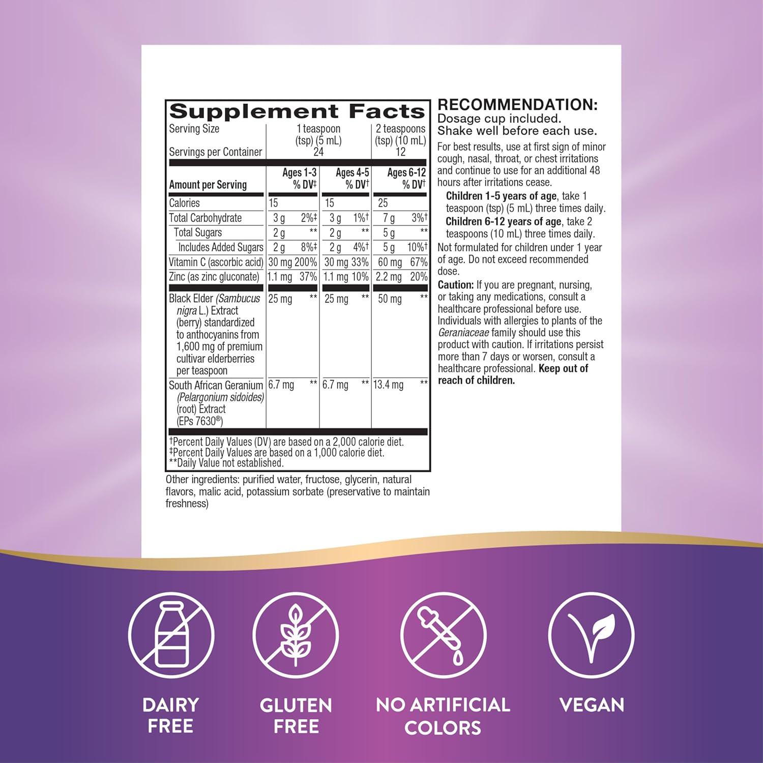 Sambucus Kids Cough Relief Nature's Way 118 ml Jarabe Inmunológico