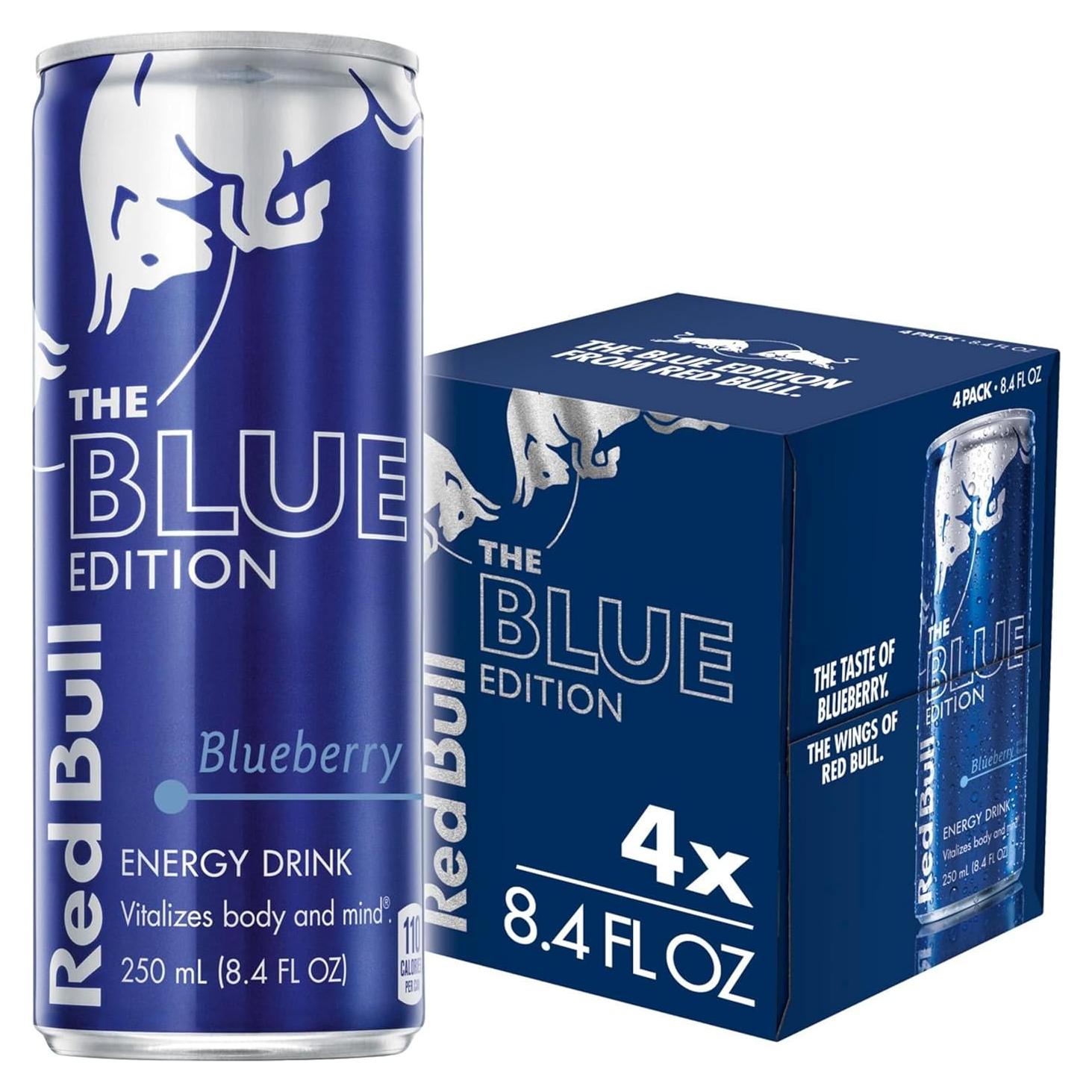 Red Bull Edición Azul Bebida Energética Arándano 4 Latas 8.4 oz