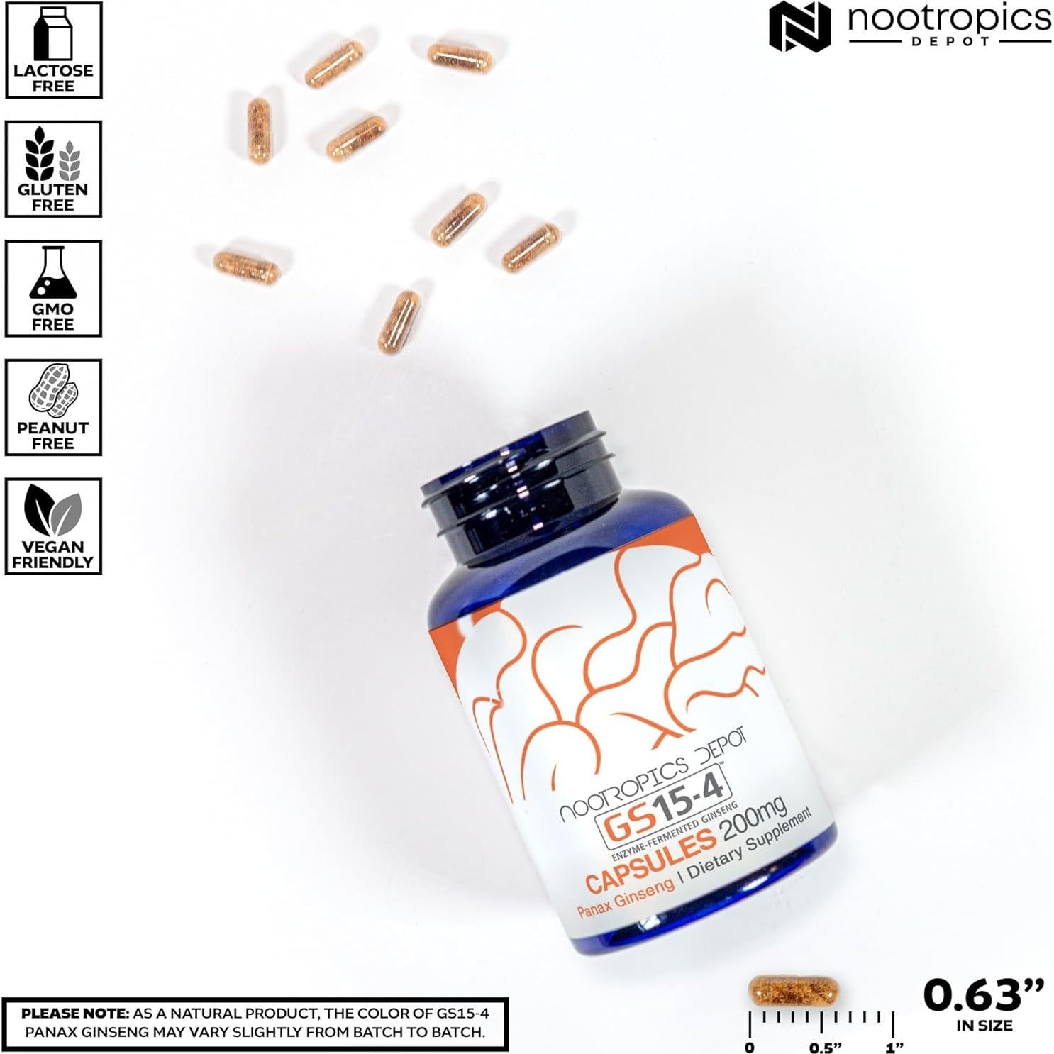 Cápsulas de Ginseng Panax GS15-4 Nootropics Depot 200mg 30 Unidades