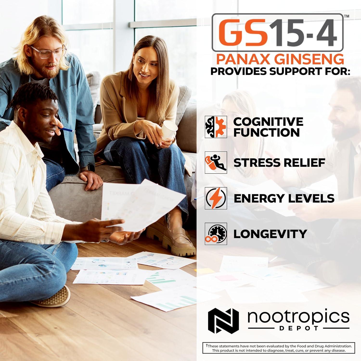 Cápsulas de Ginseng Panax GS15-4 Nootropics Depot 200mg 30 Unidades