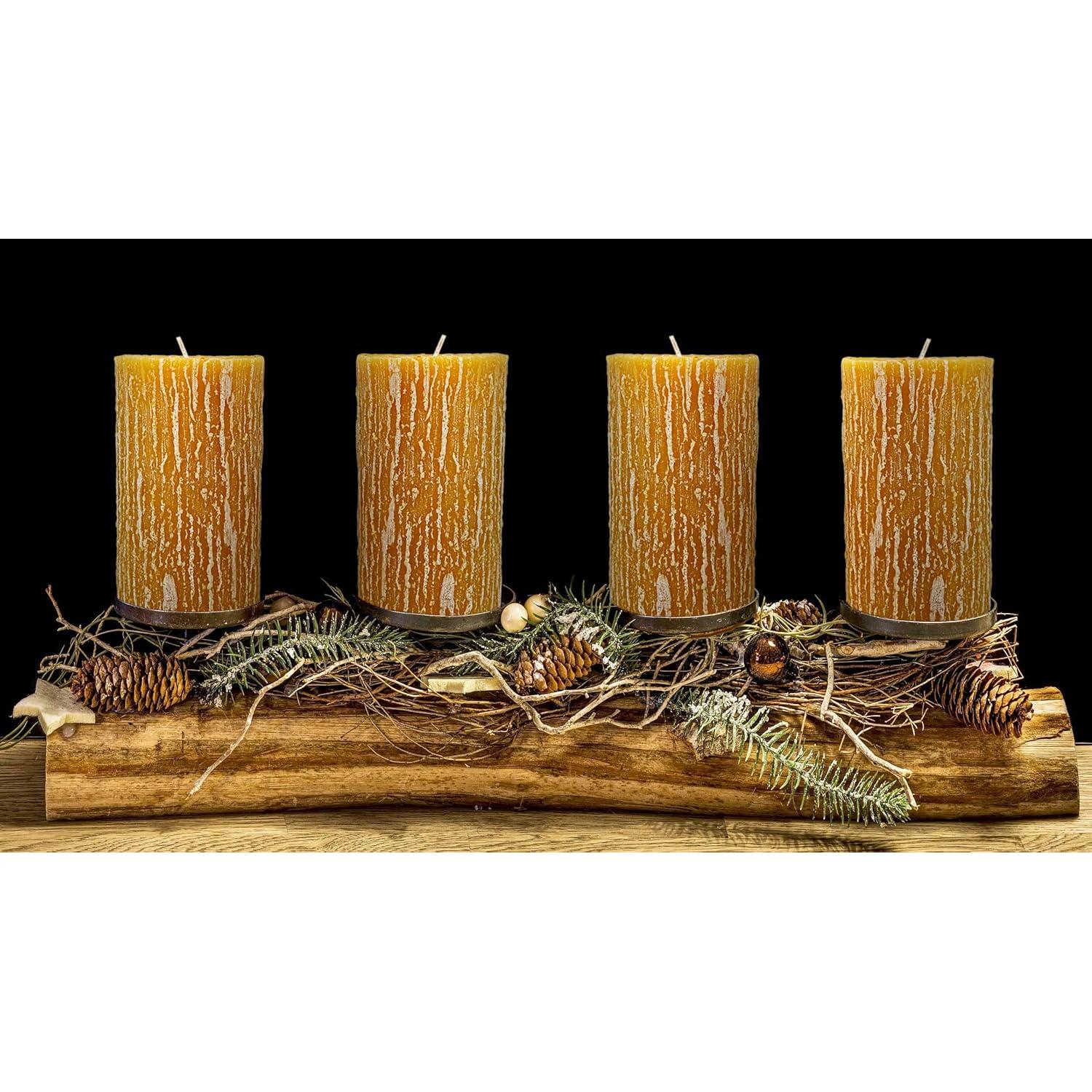 Velas de Pilar Hyoola Timberline Amarillas - Paquete de 3 - 65mm x 90mm