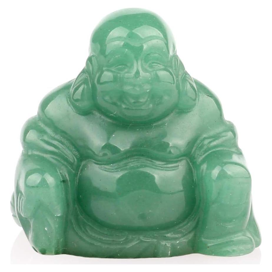 Estatua Buda Feliz Aventurina Verde 38mm Feng Shui