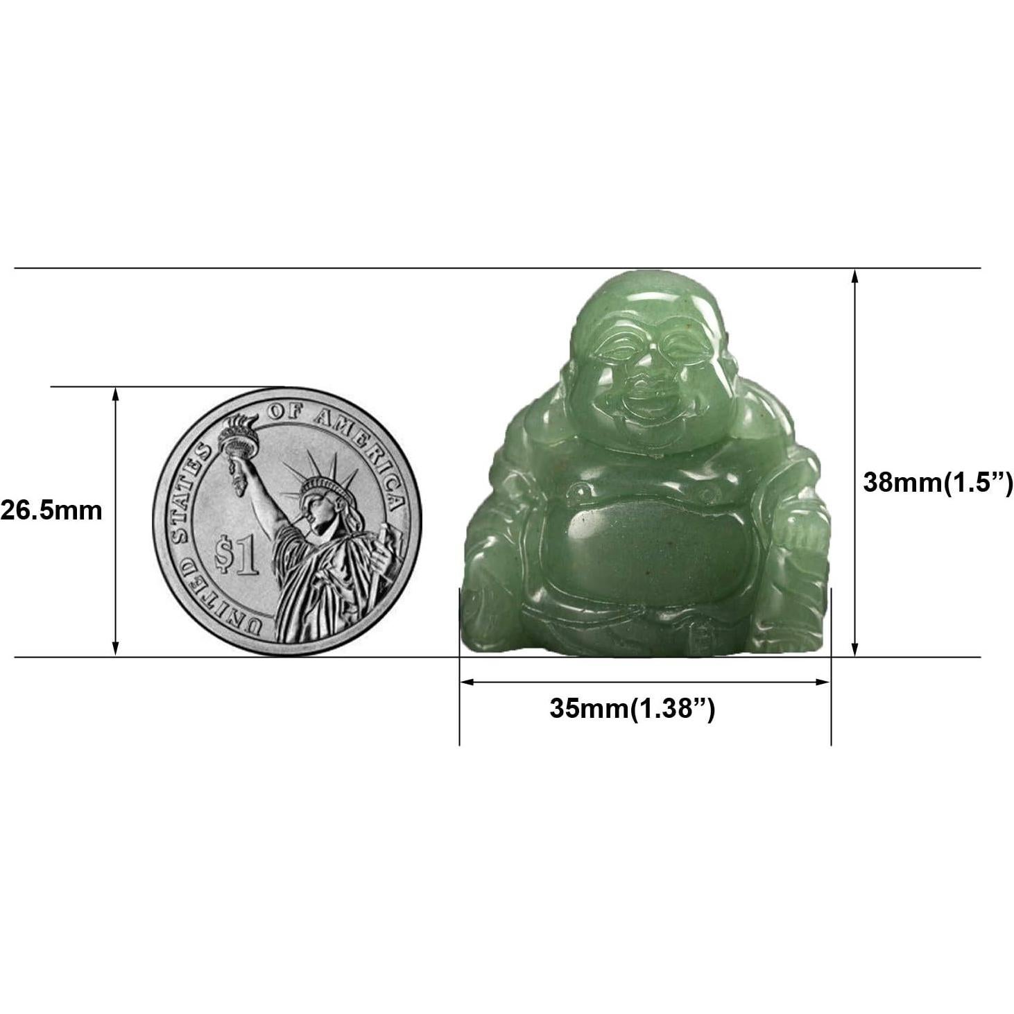 Estatua Buda Feliz Aventurina Verde 38mm Feng Shui