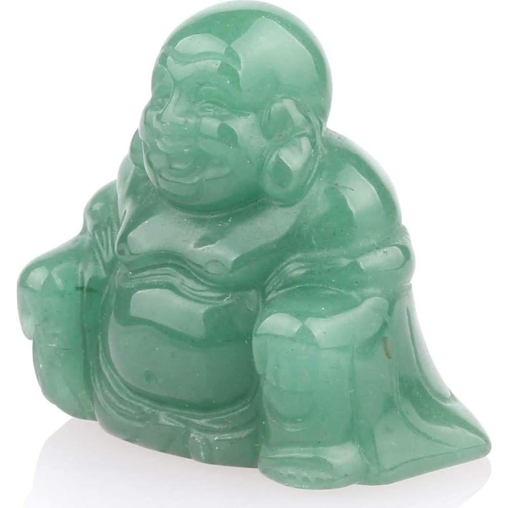 Estatua Buda Feliz Aventurina Verde 38mm Feng Shui