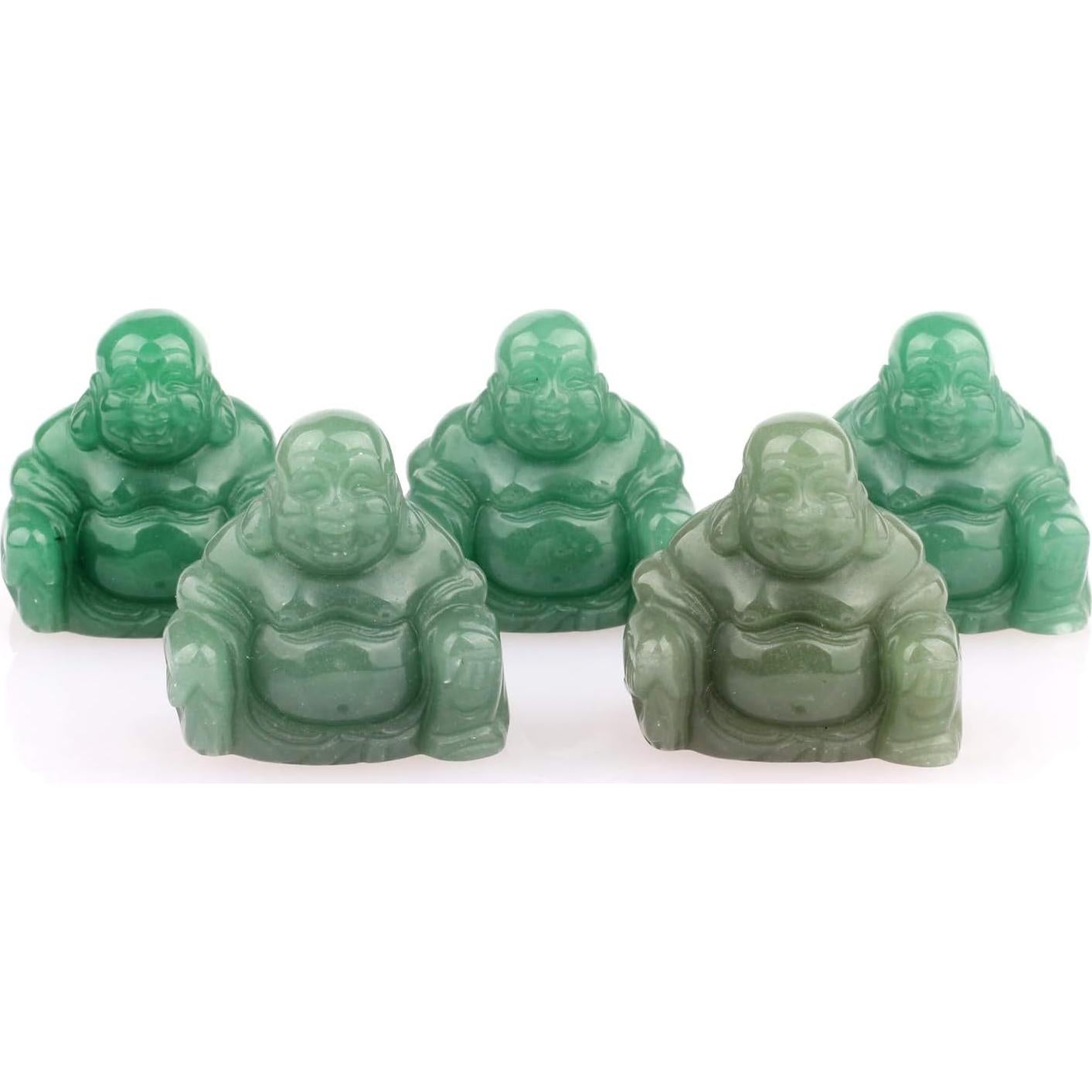 Estatua Buda Feliz Aventurina Verde 38mm Feng Shui