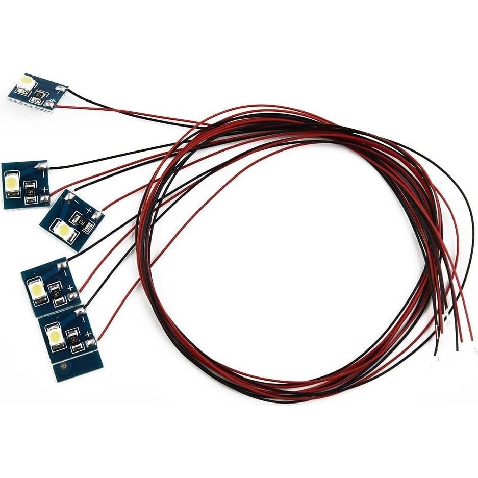 5 LEDs SMD 3528 12V Pre-cableados para Ferrocarril Miniatura