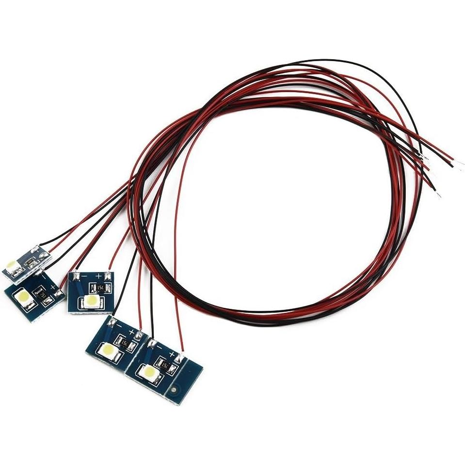 5 LEDs SMD 3528 12V Pre-cableados para Ferrocarril Miniatura