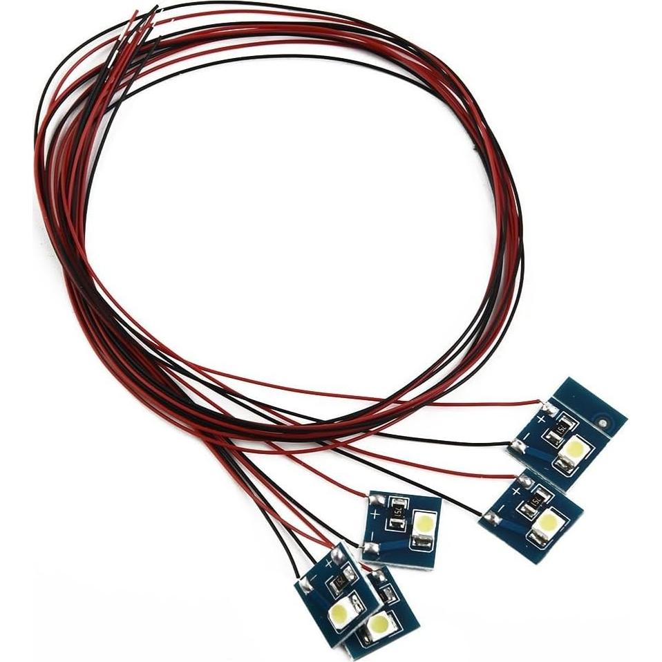 5 LEDs SMD 3528 12V Pre-cableados para Ferrocarril Miniatura