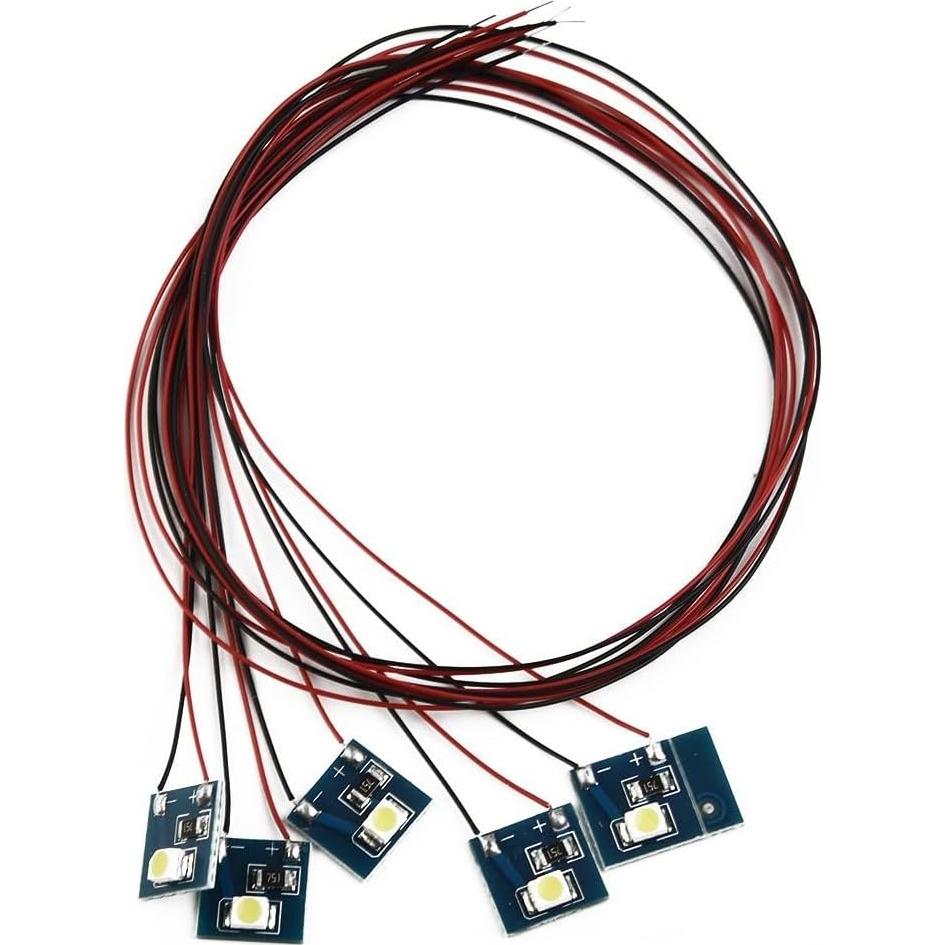 5 LEDs SMD 3528 12V Pre-cableados para Ferrocarril Miniatura