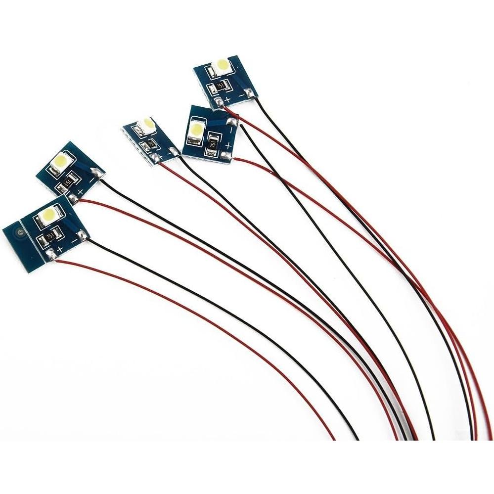 5 LEDs SMD 3528 12V Pre-cableados para Ferrocarril Miniatura