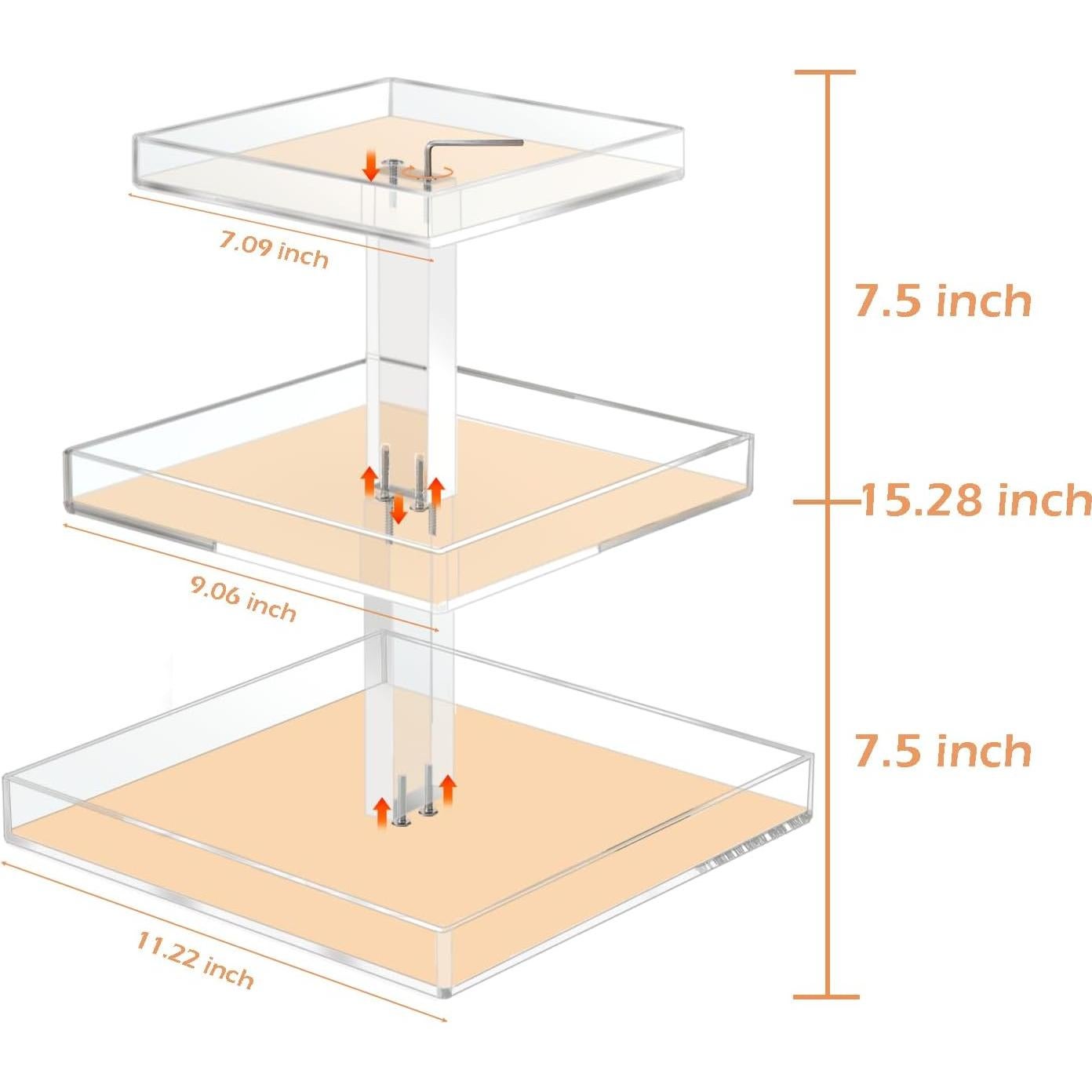 Organizador de Perfume YAGELI Acrílico Transparente 3 Niveles