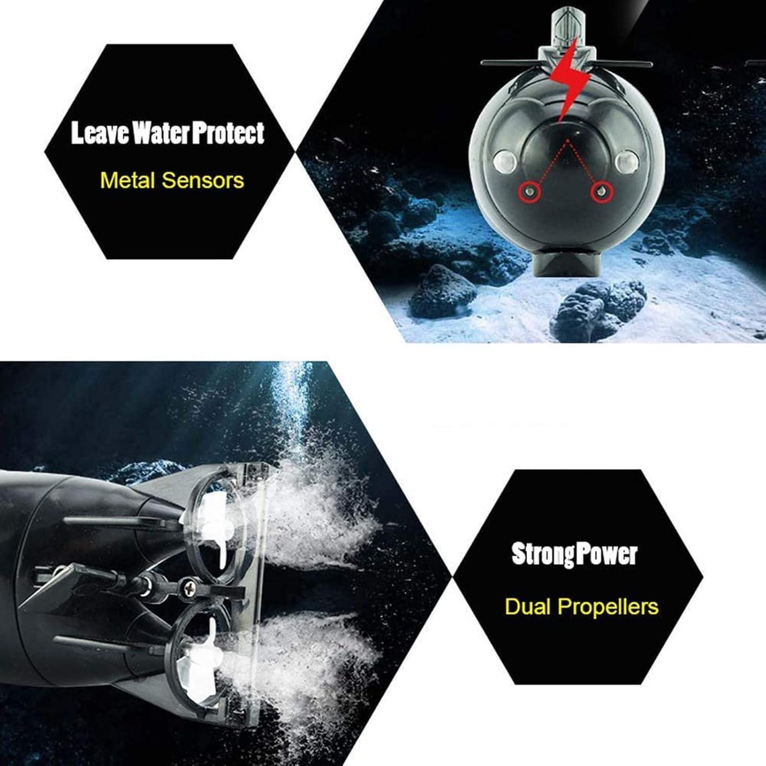 Submarino RC GoolRC 6CH Negro, Juguete Acuático para Niños