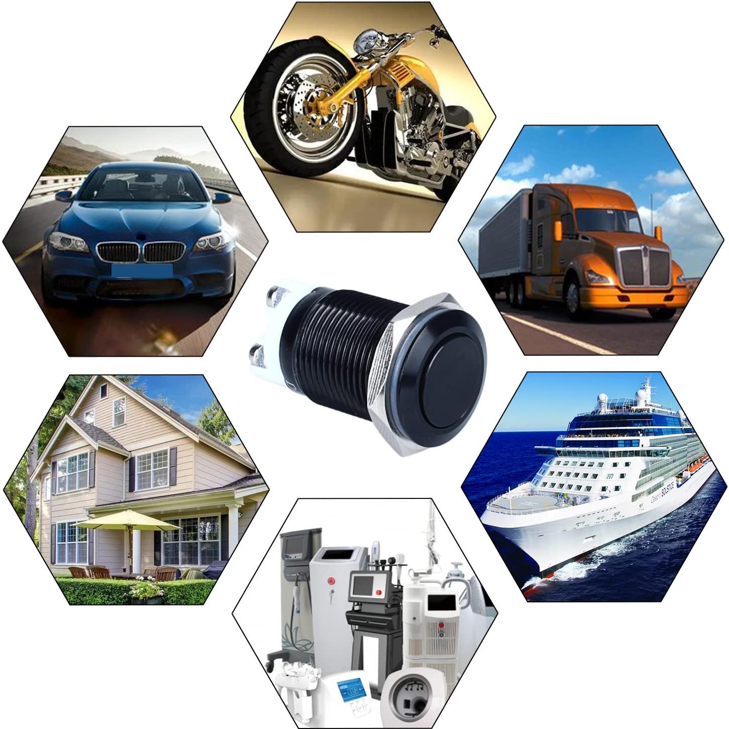 Paquete de 2 Interruptores Metálicos Impermeables 16mm DMWD