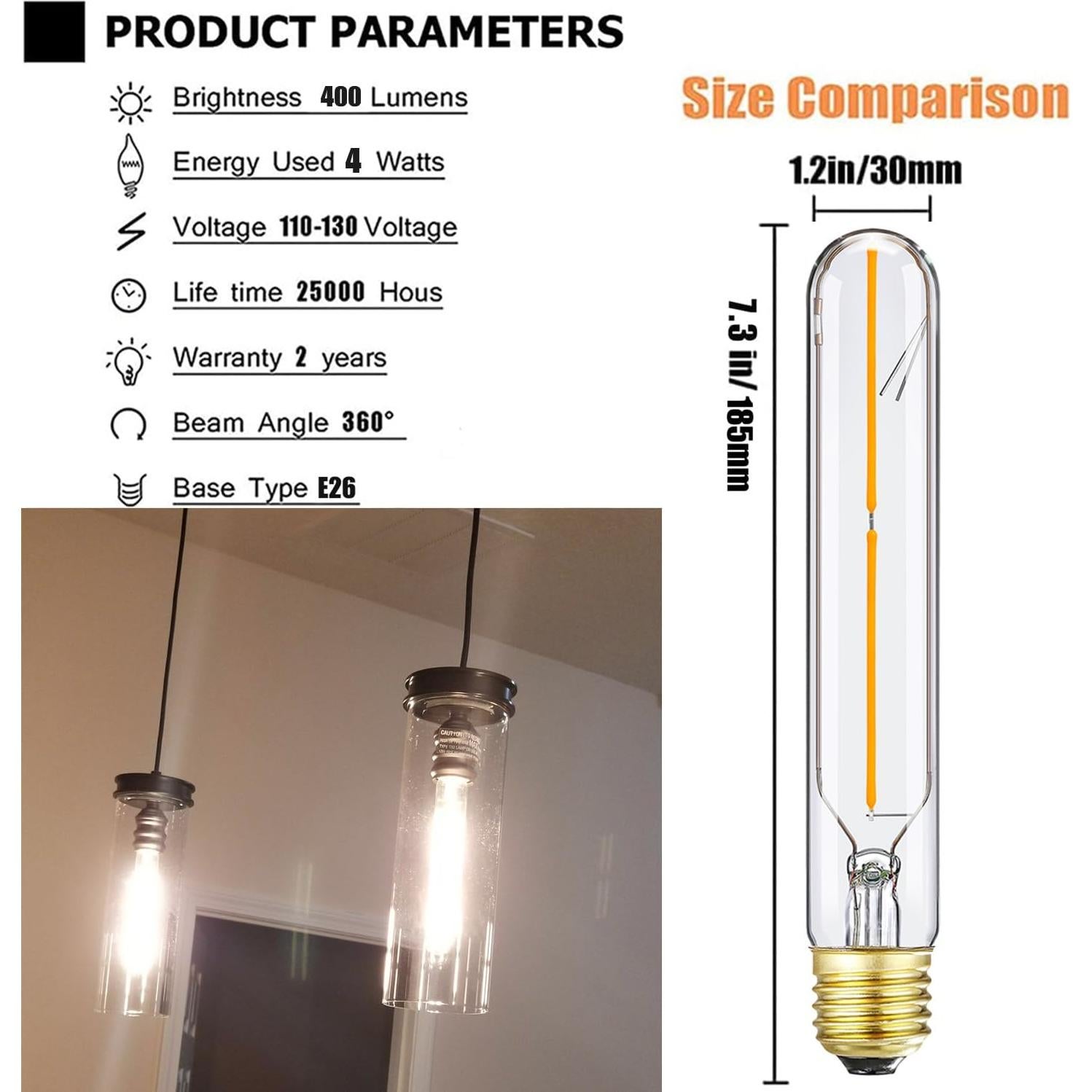 Bombilla LED E26 4W 2700K Regulable Paquete de 6
