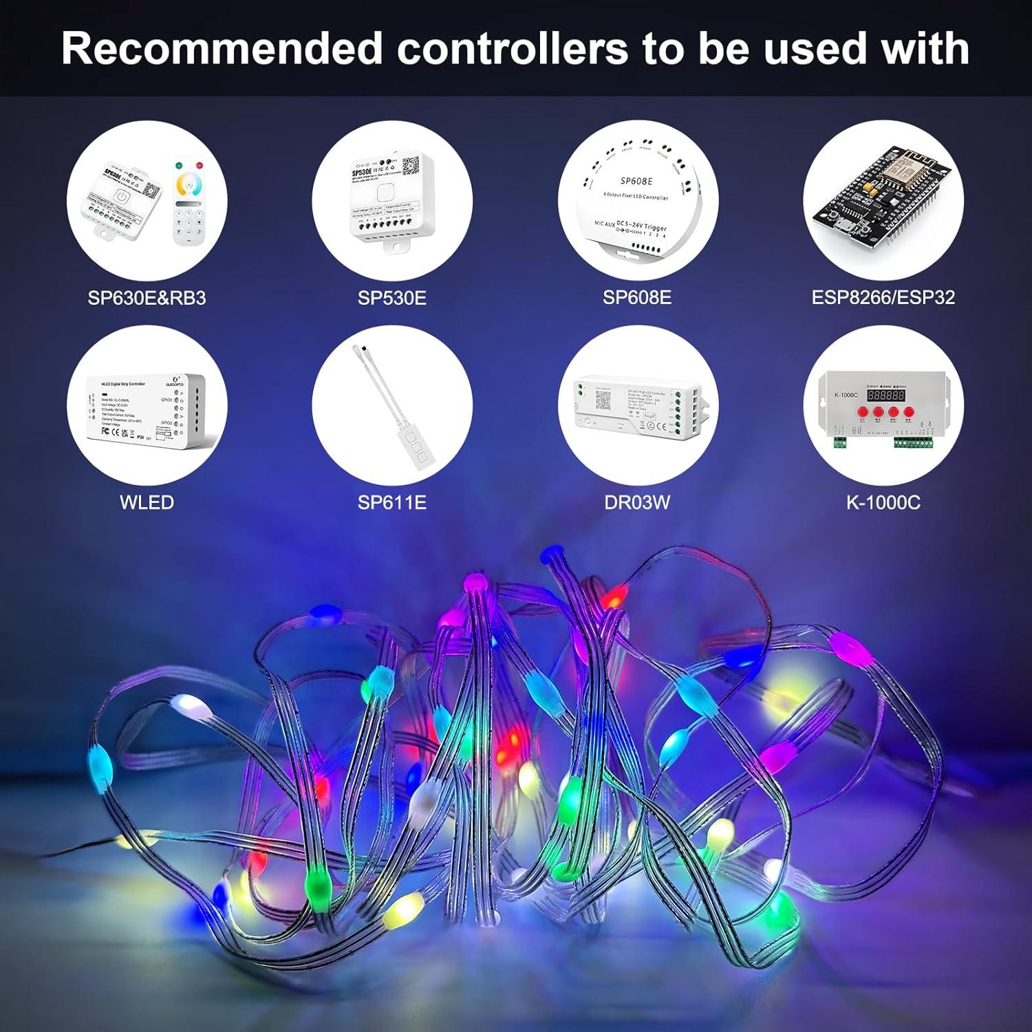 Luces de Cuerda LED WS2812B RGB 50 LEDs 5m DC5V Decoración