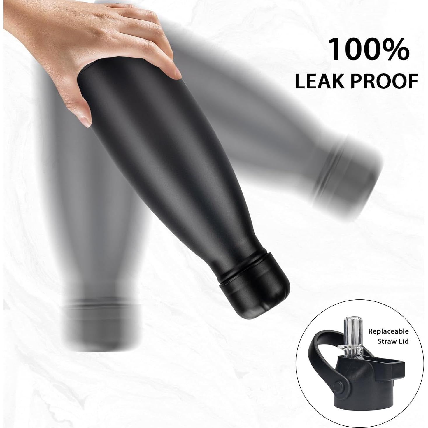 Botella de Agua Aislada YEBTS Life 0.35L Acero Inoxidable Negro