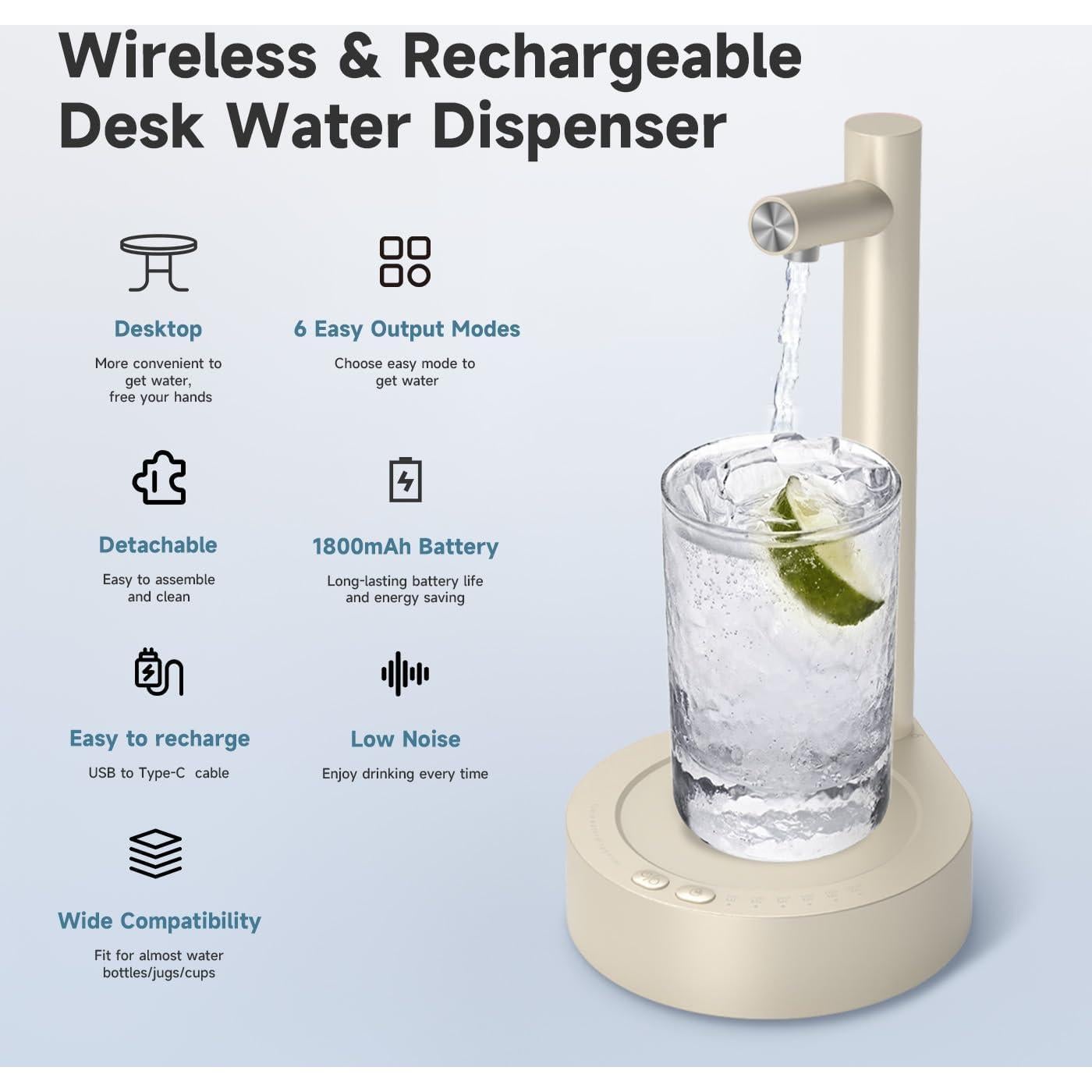 Dispensador de Agua Eléctrico Mottinhill 5 Galones Beige