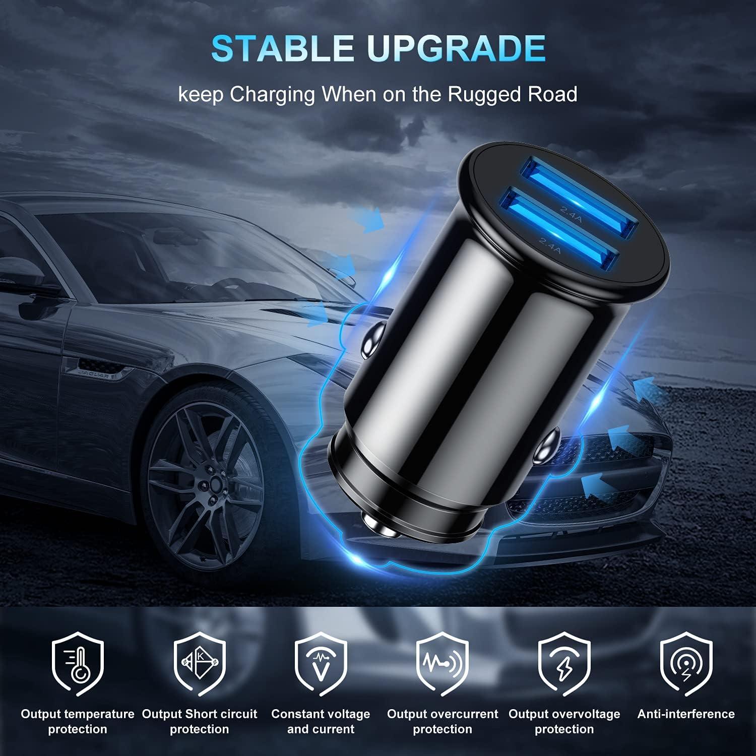 Cargador de coche USB Kitminun con 2 puertos y cables Lightning