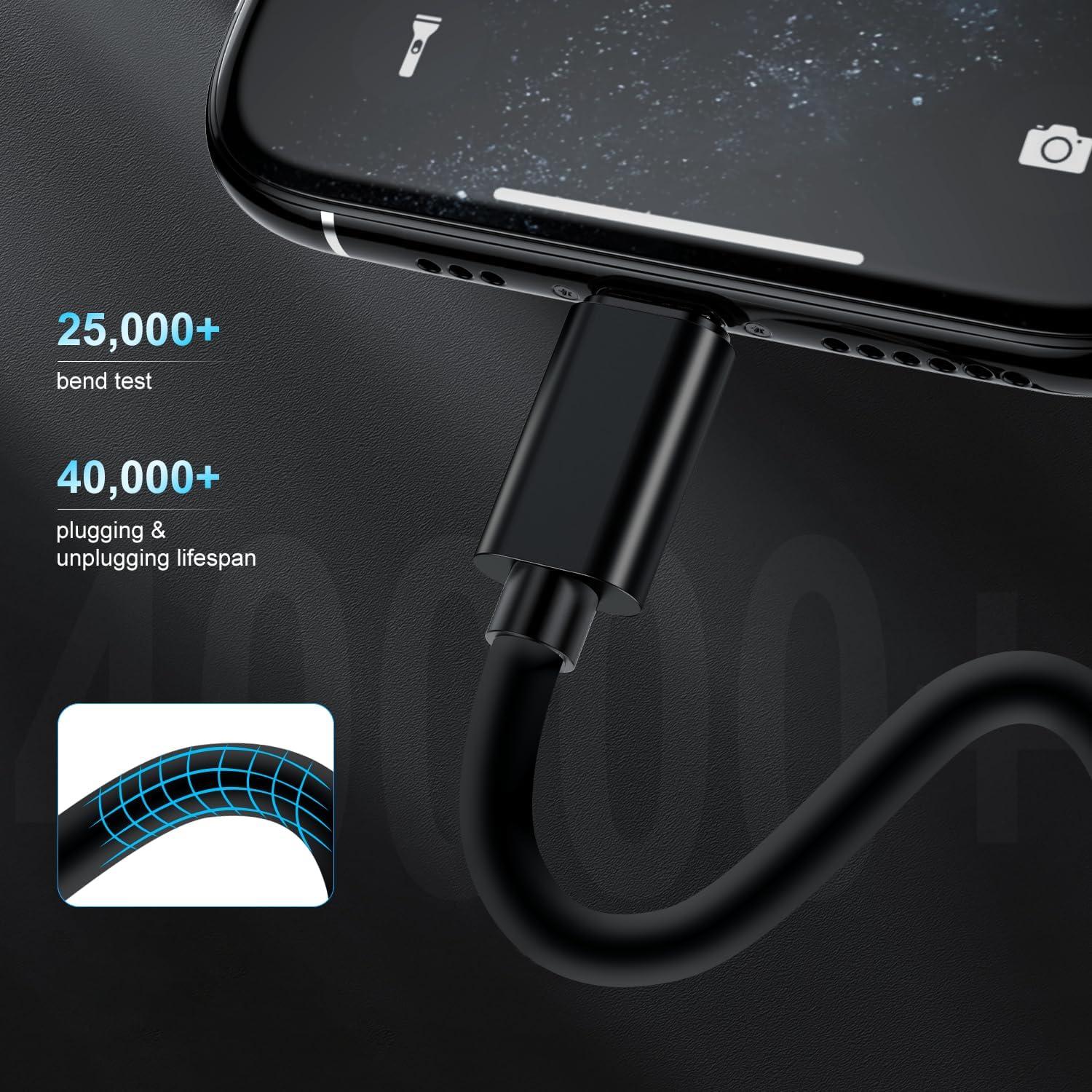 Cargador de coche USB Kitminun con 2 puertos y cables Lightning