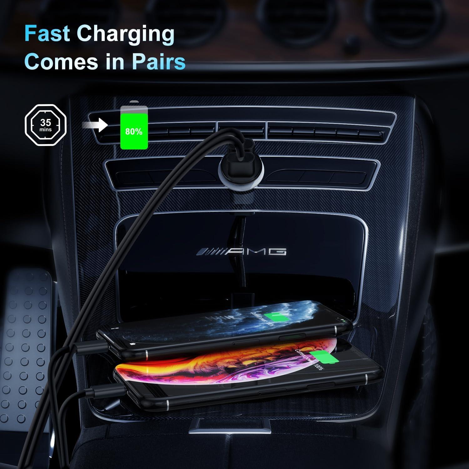 Cargador de coche USB Kitminun con 2 puertos y cables Lightning